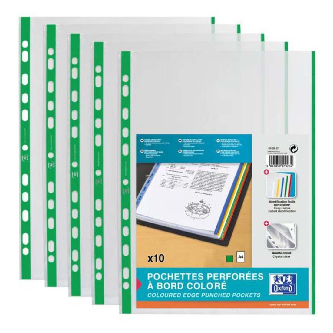 Elba Edge Coloured Punched Bag Assorted A4 10 Pockets