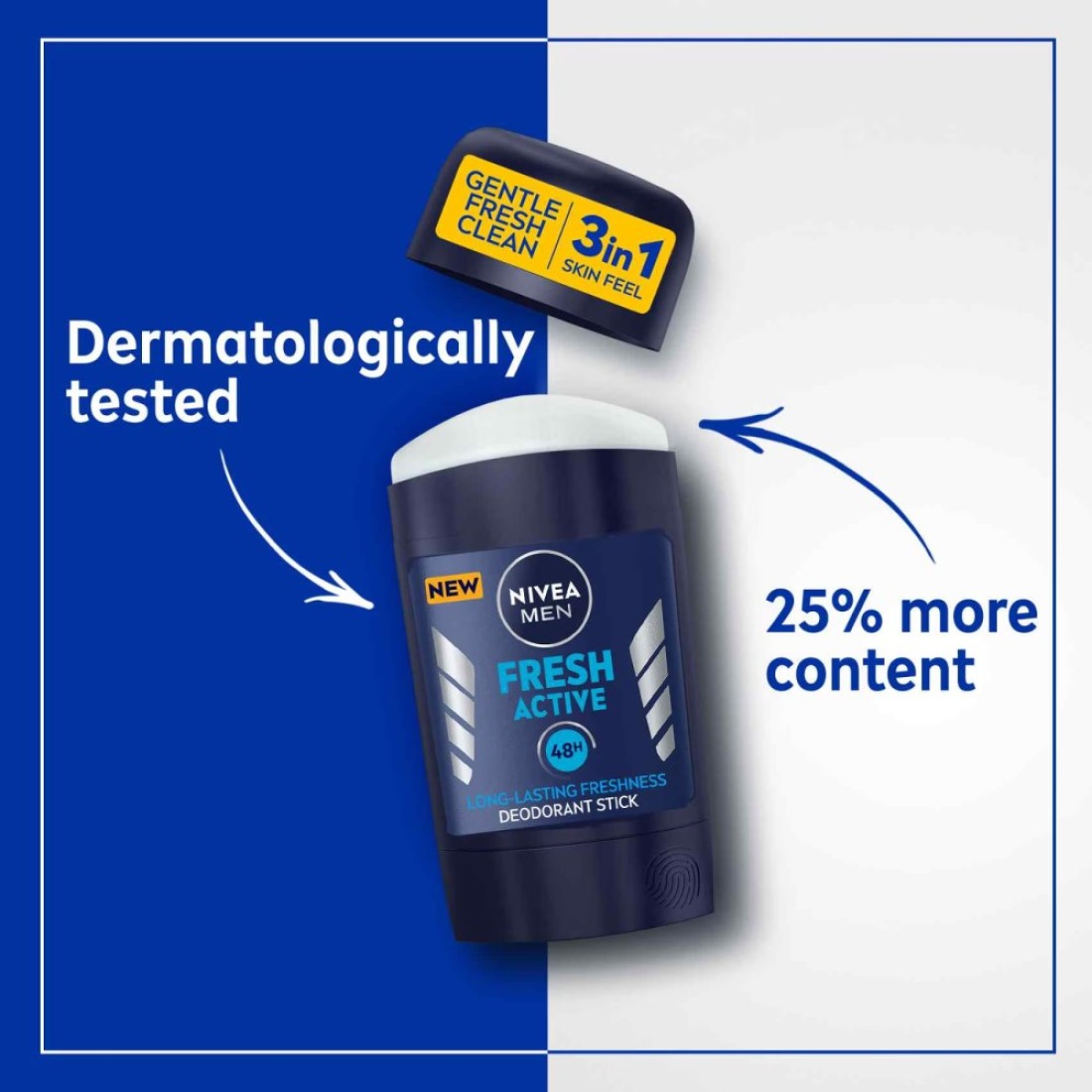 NIVEA MEN Antiperspirant for Men Fresh Active Stick 50ml Pack of 2