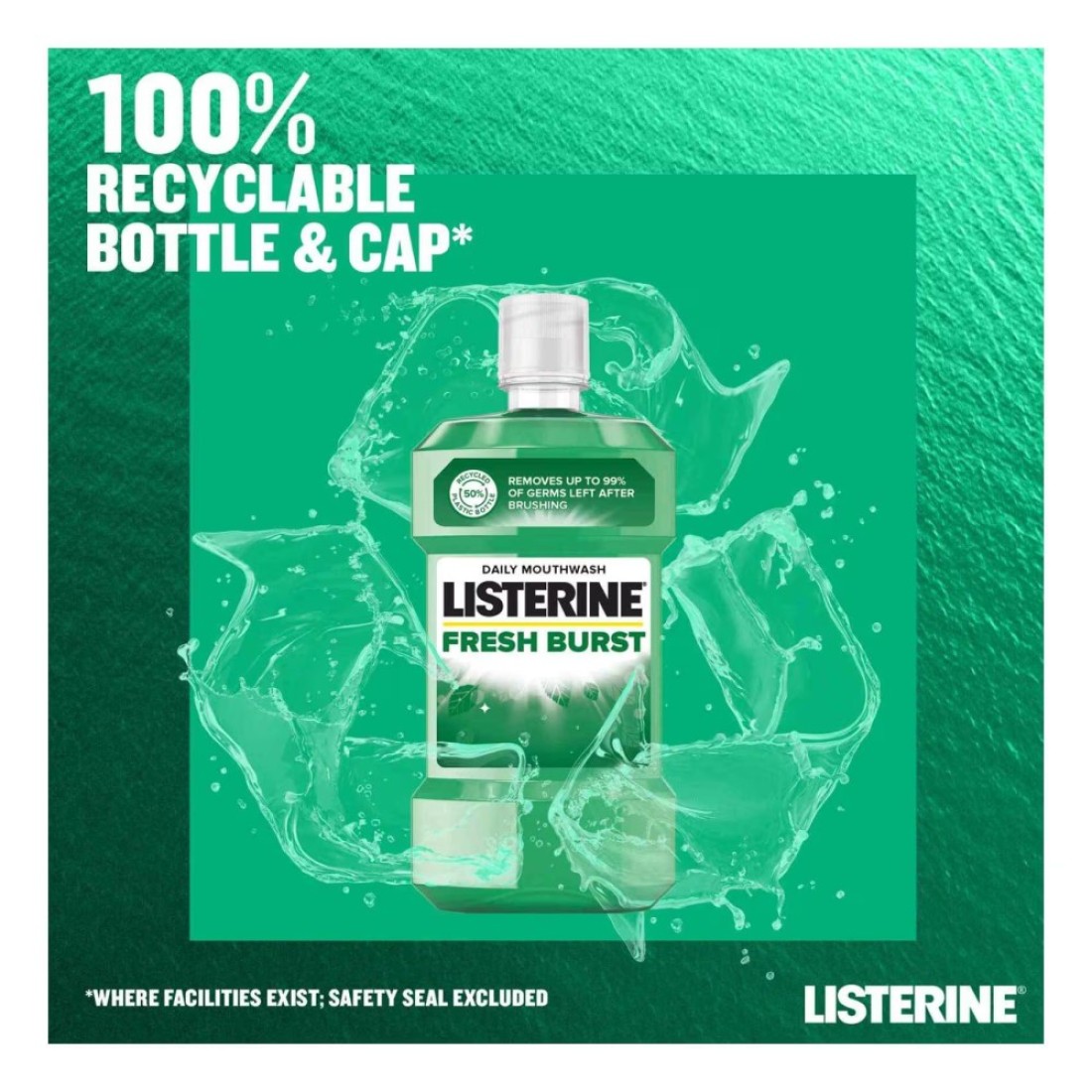 Listerine Fresh Burst Mouthwash 500ml