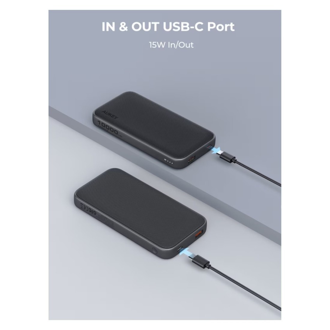 Aukey Power Bank Grey 10000mAh 15W