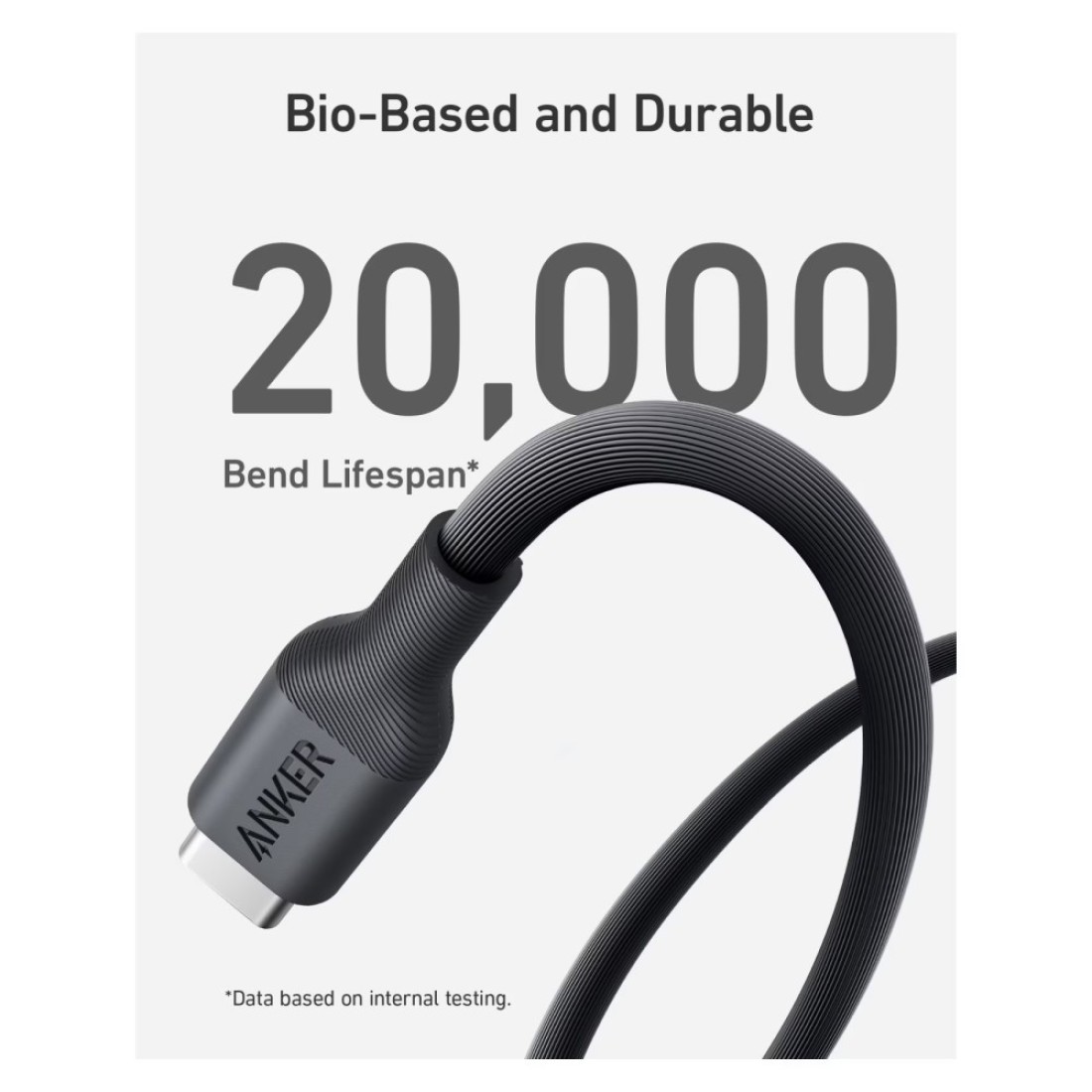 أنكر بايو-بيسد كابل USB-C إلى USB-C لمزامنة البيانات والشحن - أسود 3 قدم