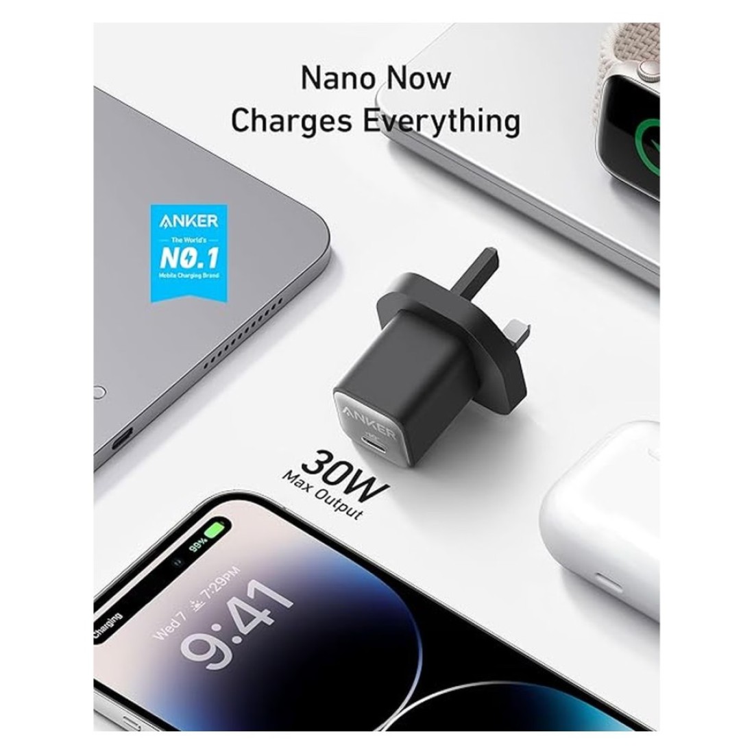 Anker Nano USB-C Port Wall Charger Black 30W