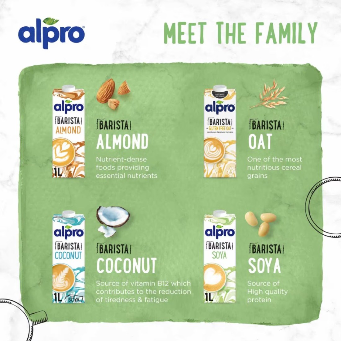 Alpro Barista Soya Drink, 100% Plant-Based, Lactose &amp; Dairy Free 1L
