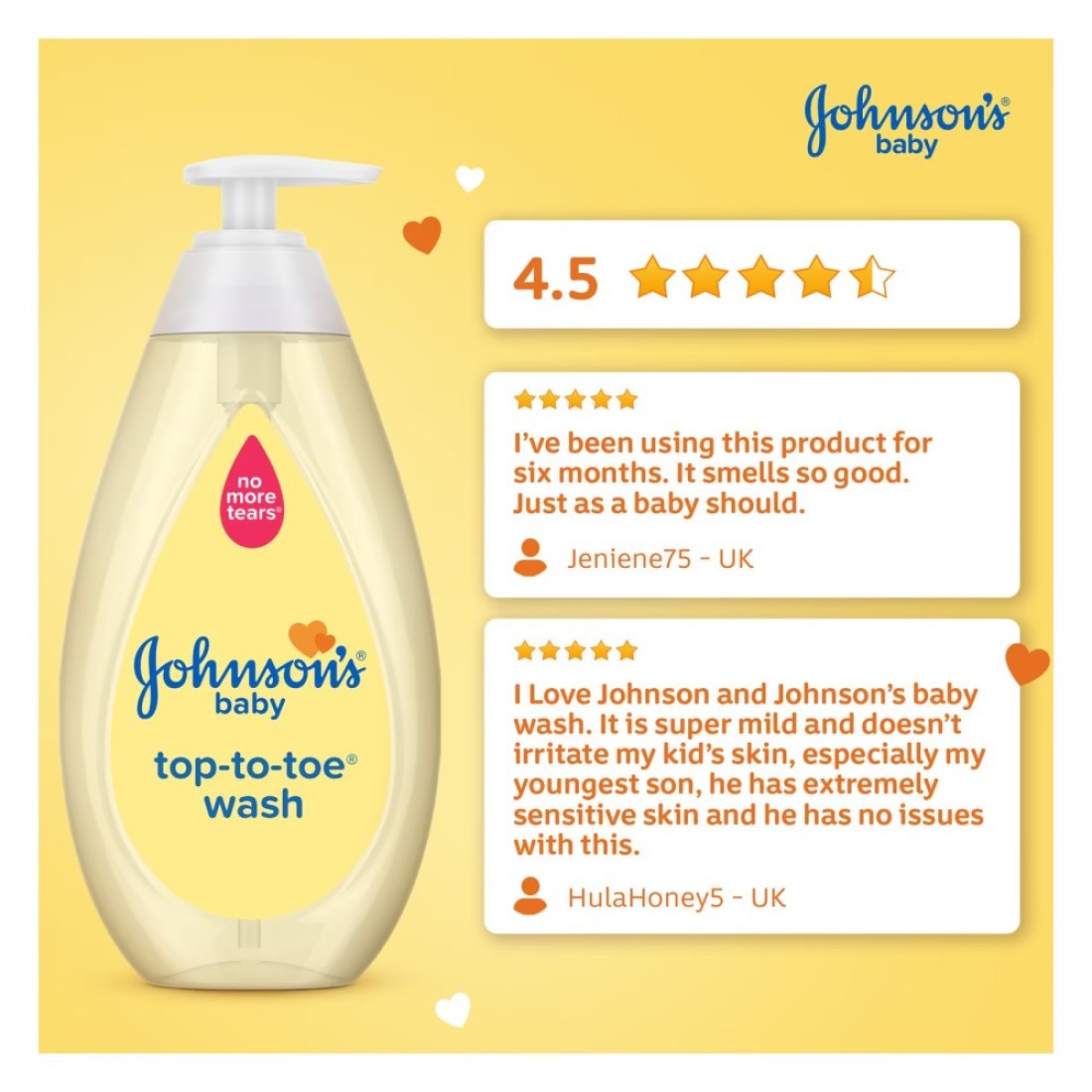 Johnson&#39;s Baby Top-to-Toe Wash gentle 3-in-1 hair, face, body 500ml