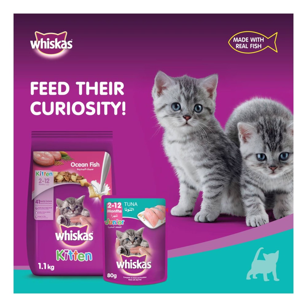 Whiskas Junior Tuna Wet Kitten Food 80g Pack of 4