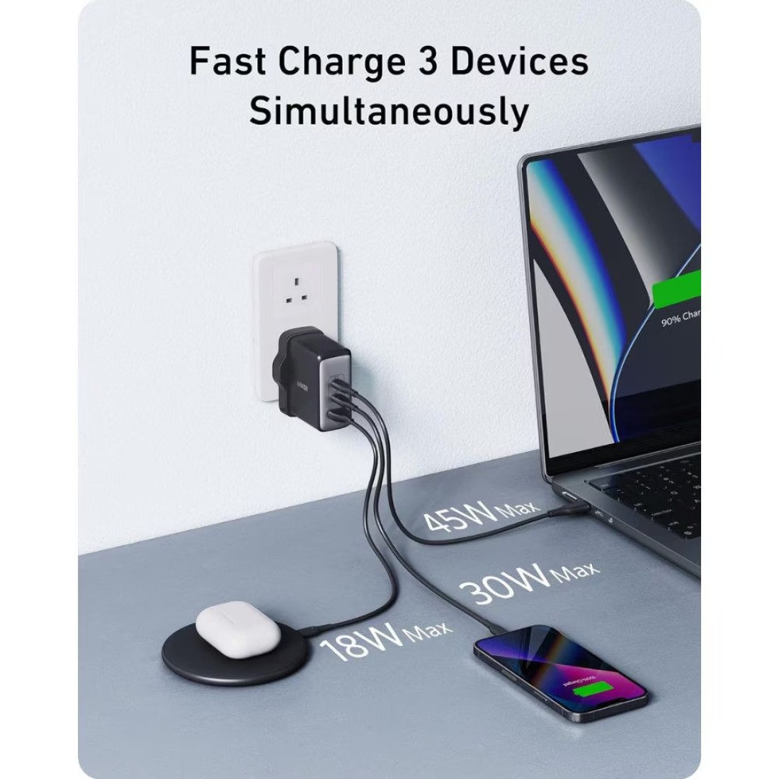 Anker Nano USB-C Port Wall Charger Black 100W