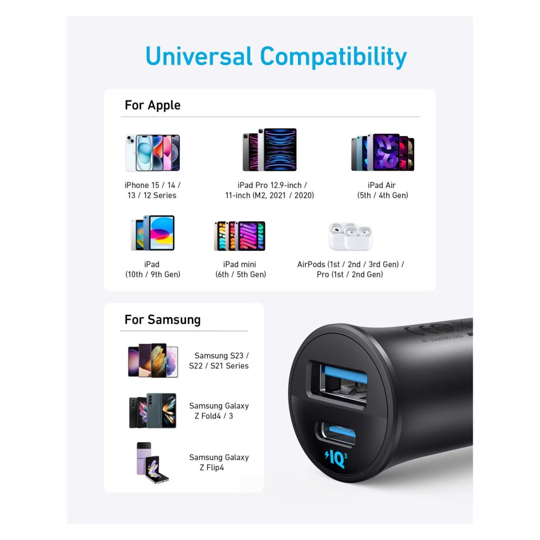 Anker Car Charger with 2 Ports Black 30W