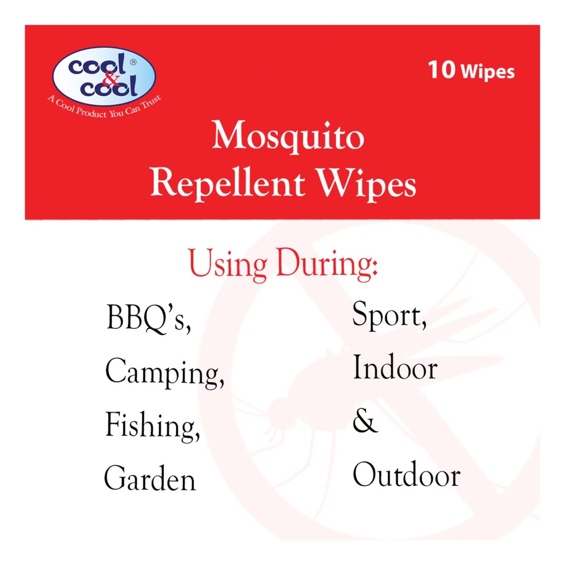 Cool &amp; Cool Mosquito Repellent Wipes 10 Wipes Pack of 2