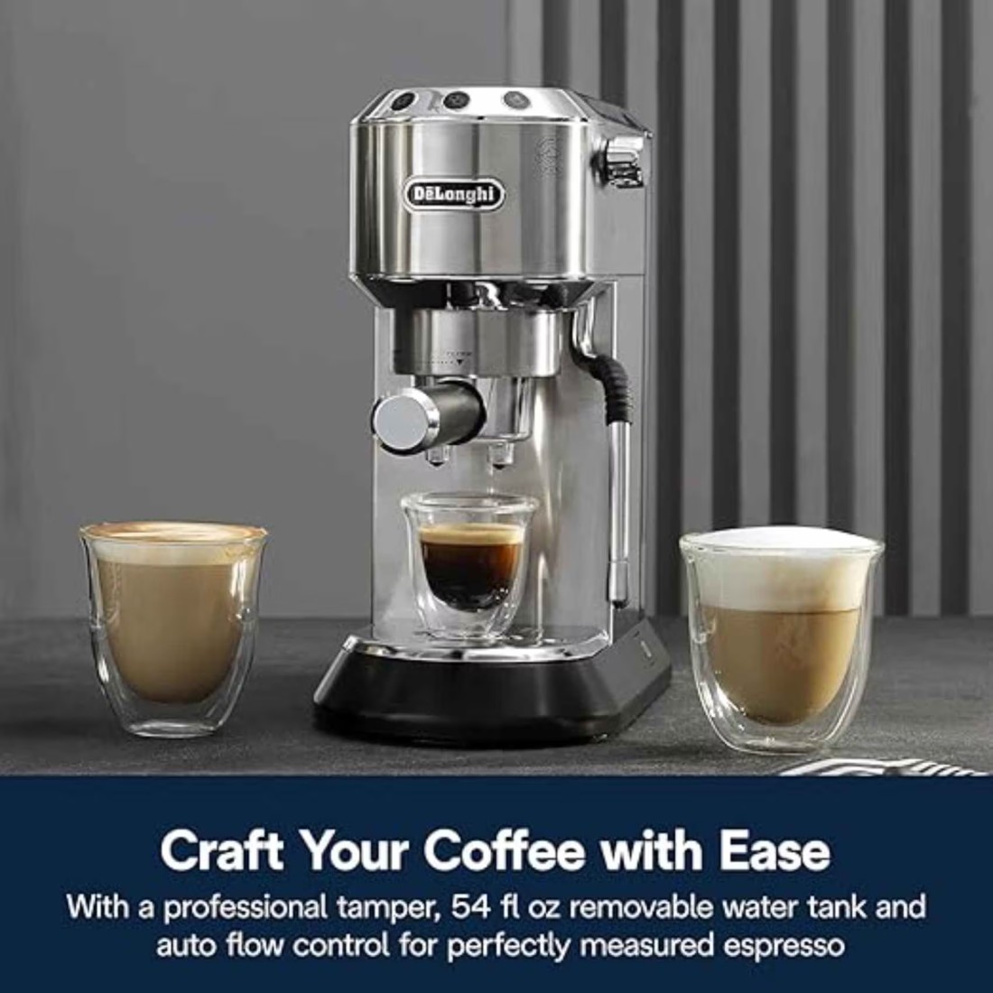 DeLonghi Dedica Arte Espresso Espresso Coffee Maker Machine EC885.M Metal 1.1L