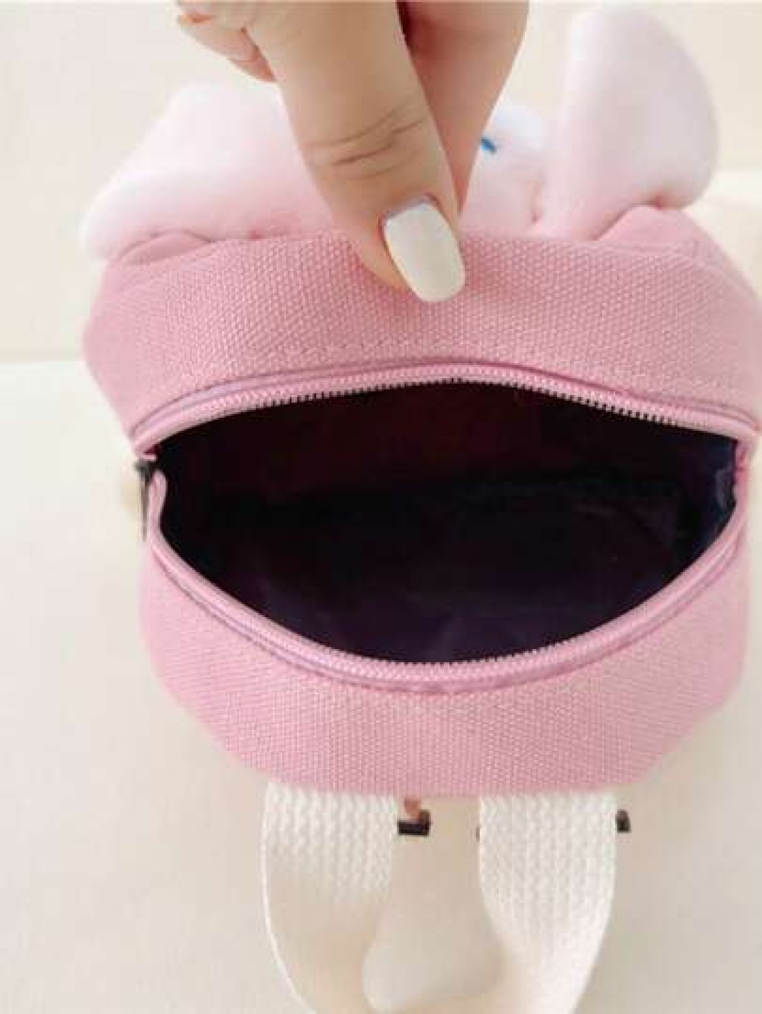 1pc Girls Mini Plush Cartoon Rabbit Candy Color Cute Backpack Suitable For Kindergarten Outings And Daily Use