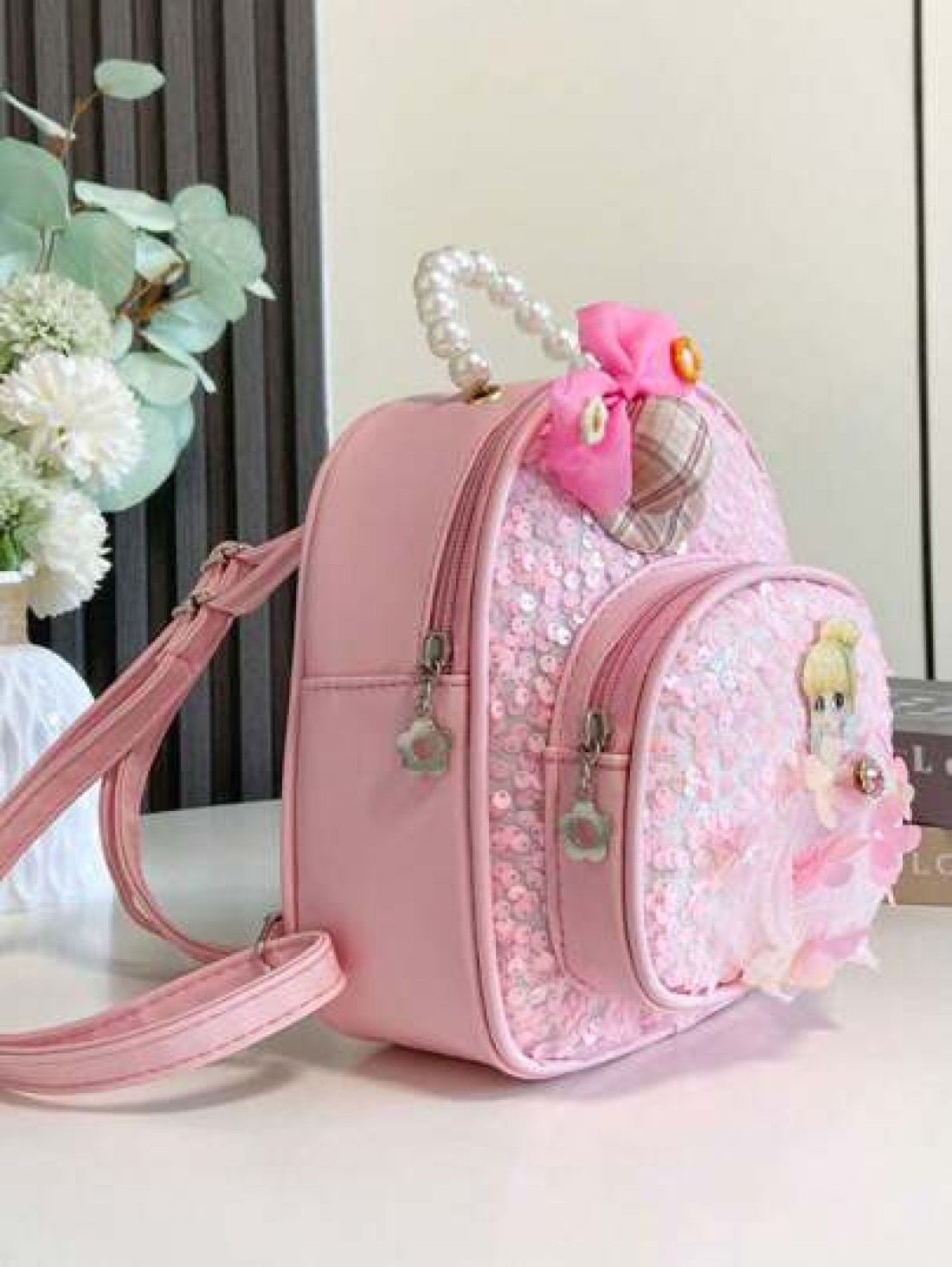 low tea 1pc Shiny Sequin Fabric Backpack Fashionable Shellfish Sequins Cartoon Princess Design School Bag Travel Daypack Backpack Backpack School Backpack Rucksack School Bag Bookbag Bag Dinosaur Bag