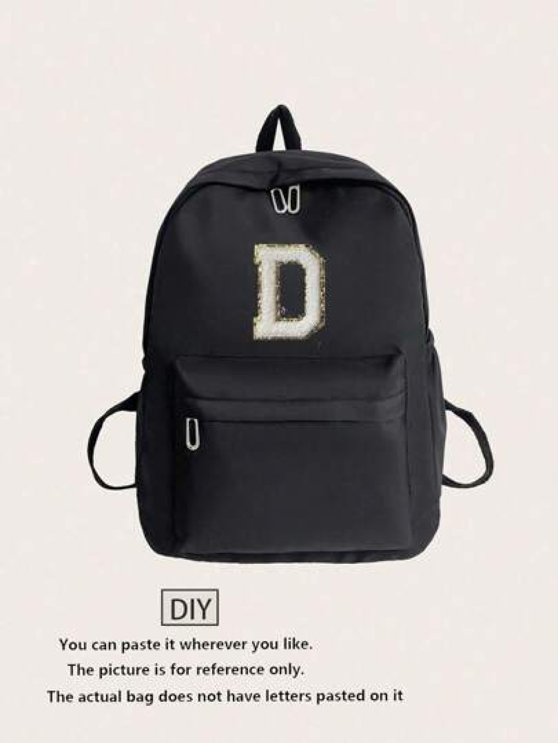 One Piece 26 Alphabet DIY Back To School Fashion Large Capacity School Bag Cute Stylish Multifunctional Backpack Wallet Solid Color Durable Nylon School Backpack Adjustable Strap Multiple Pockets Book