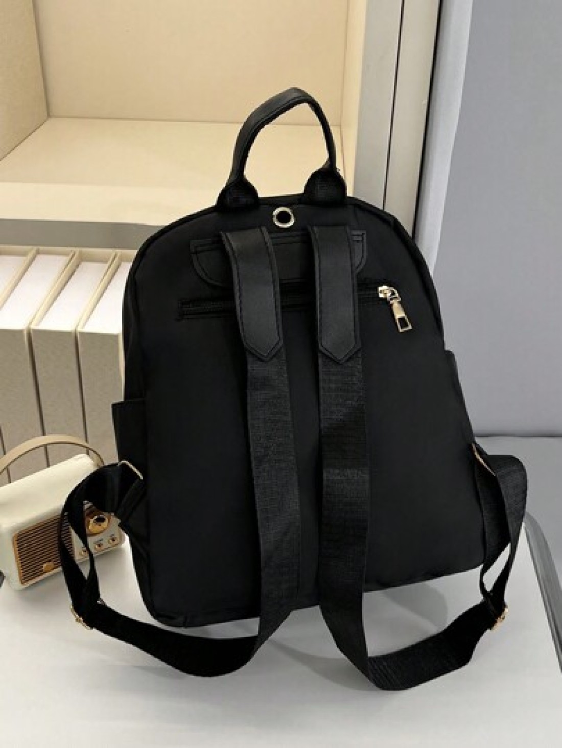 1pc All Black Metal Zipper Nylon Backpack Fashionable And Versatile For Casual Sport School Travel And Date Use For Girl Backpack School Bag S Bag S Backpack Toddler Backpack Mini Backpack Small Backp
