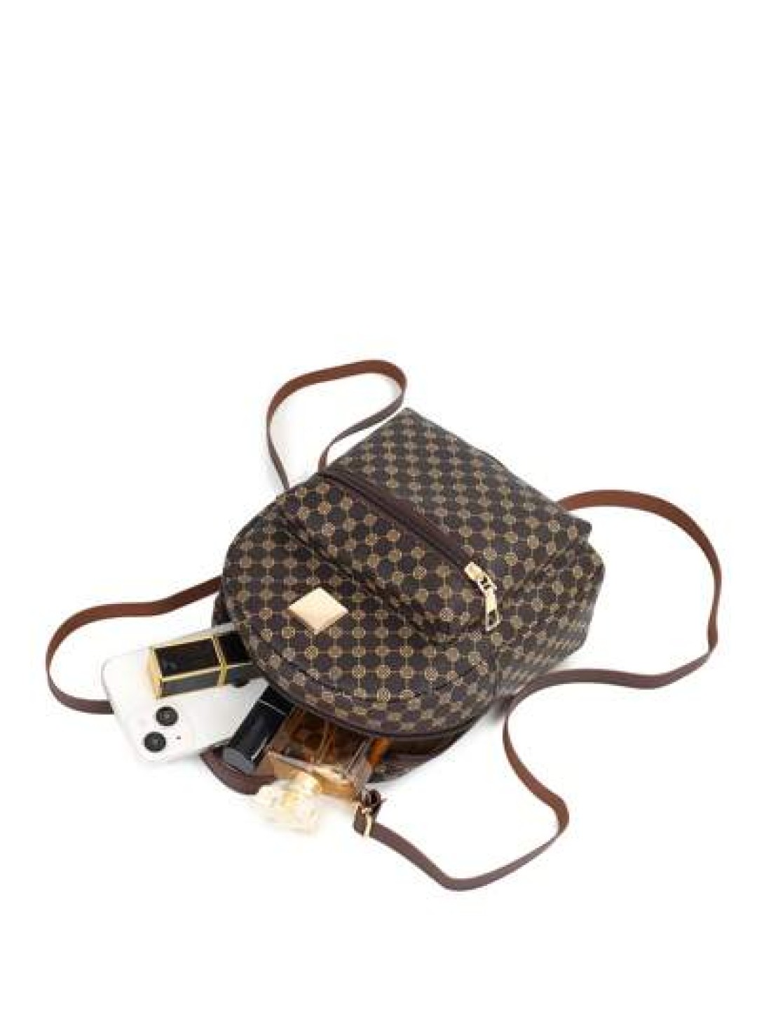 Cute Small Zipper Backpack Geometric Pattern Backpack With Adjustable Strap
