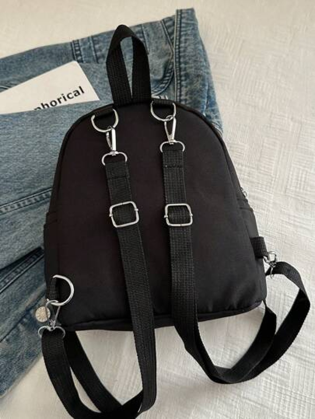 1pc Multi Function Mini Student Backpack Cute Striped Texture Commuter Bag With Multiple Pockets And Comfortable Shoulder Straps
