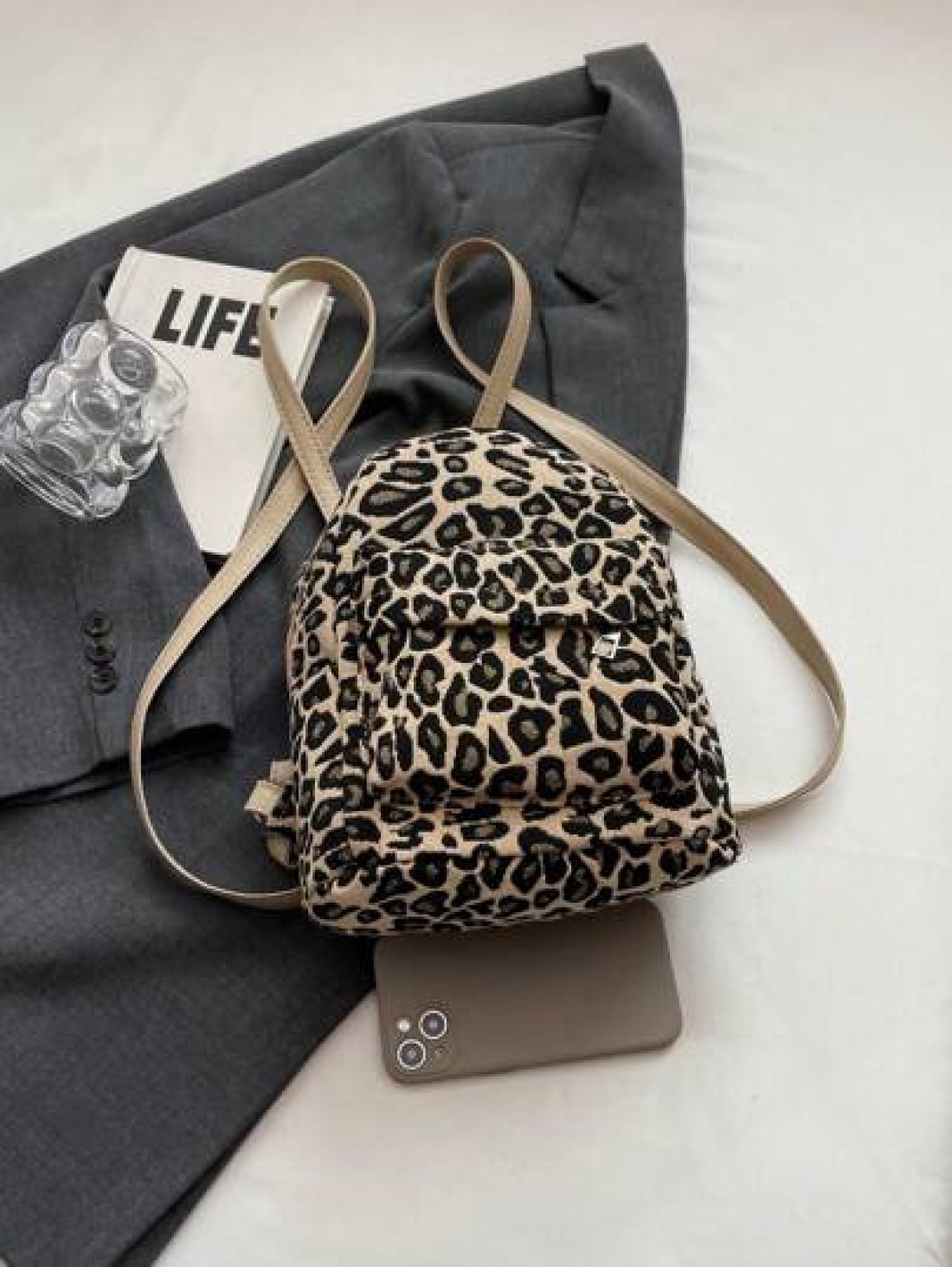 1pc Autumn And Winter New Leopard Print Mini Exquisite Backpack Small Backpack Wallet Suitable For Travel And Daily Use