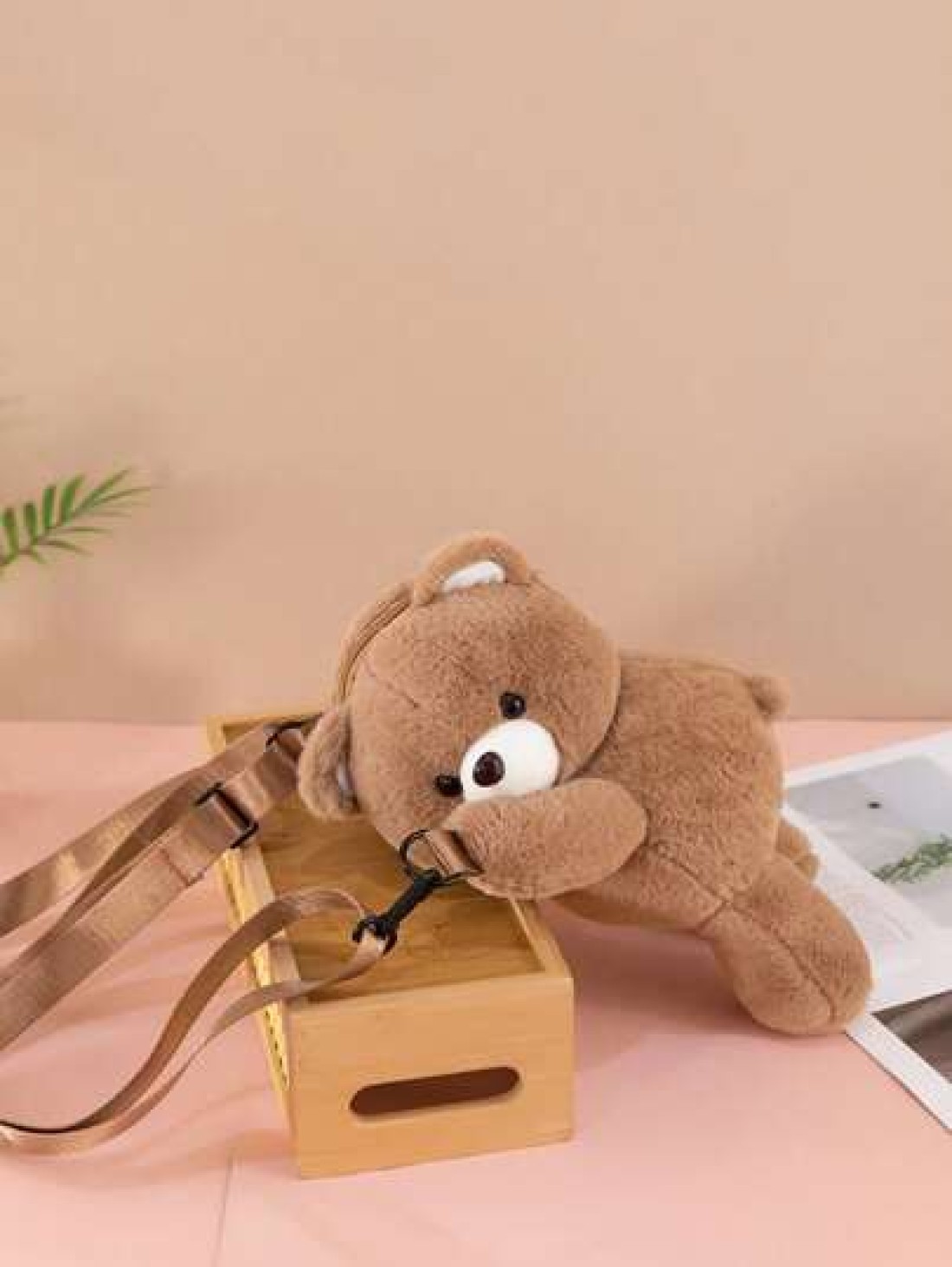 1pc Cute And Adorable Papa Bear Backpack Cartoon Animal Crossbody Coin Purse Storage Bag Fashionable Cartoon Animal Papa Bear Shape Zipper Opening And Closing Backpack Crossbody Bag Suitable For Girls