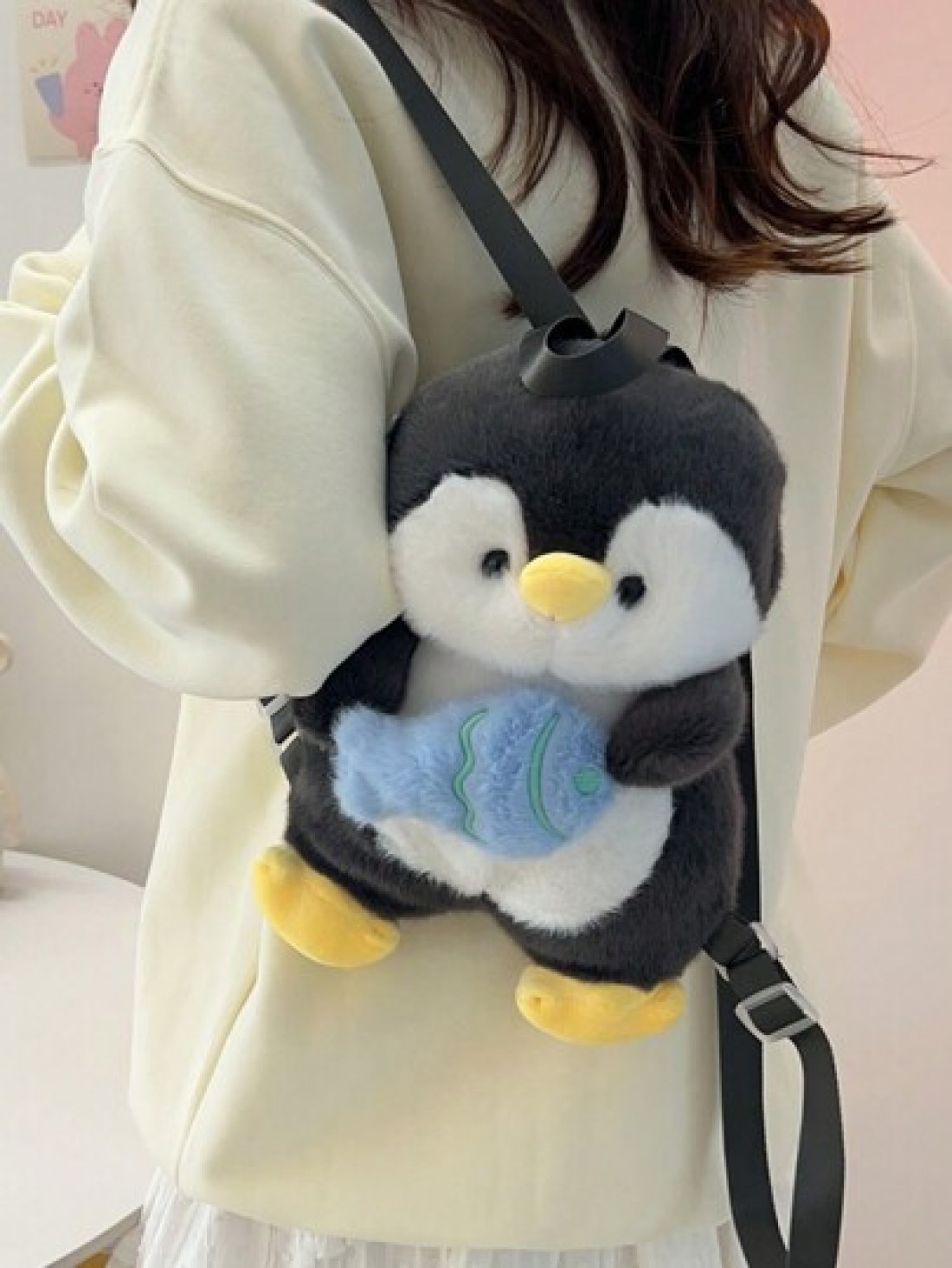 Children s Cute Cartoon Penguin Shape Plush Backpack Novelty Back To School Bookbag For Primary And Secondary School Students Lightweight Casual Travel Vacation Storage Backpacks Autumn And Winter New