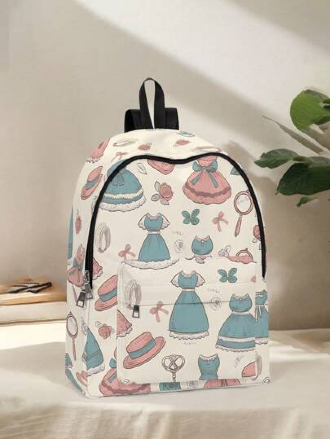 1pc Backpack With Colorful Paw Print Pattern Zipper Closure Pockets Backpack Suitable For Boys And Girls Daily Use For School And Outings