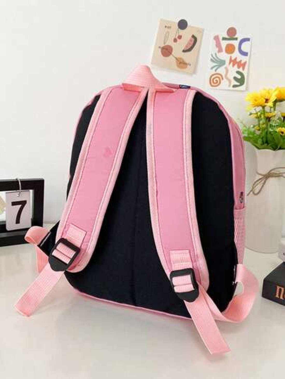1pc Cute Backpack Nylon Cloth Double Zipper Closure Summer New Style Pink Rainbow Unicorn Schoolbag Fashionable Cartoon Backpack Comfortable Shoulder Strap Large Capacity Multifunctional Suitable For