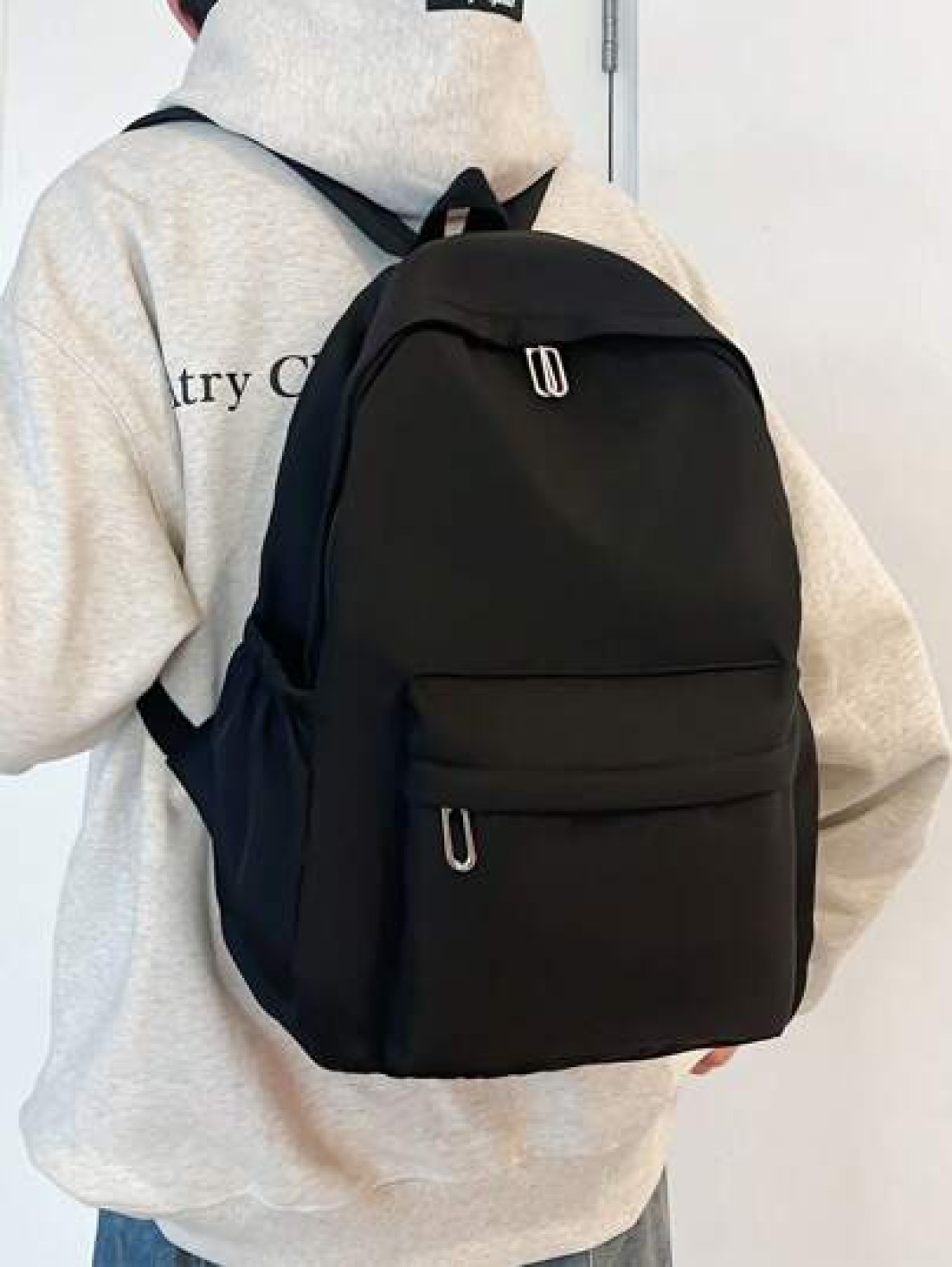 1 Pc Back To School Causal Preppy School Bag Durable Nylon Spacious Multiple Pockets High Capacity With Laptop Compartment Zipper Backpack Purse Solid Color School Backpack Lightweight Bookbags Portab