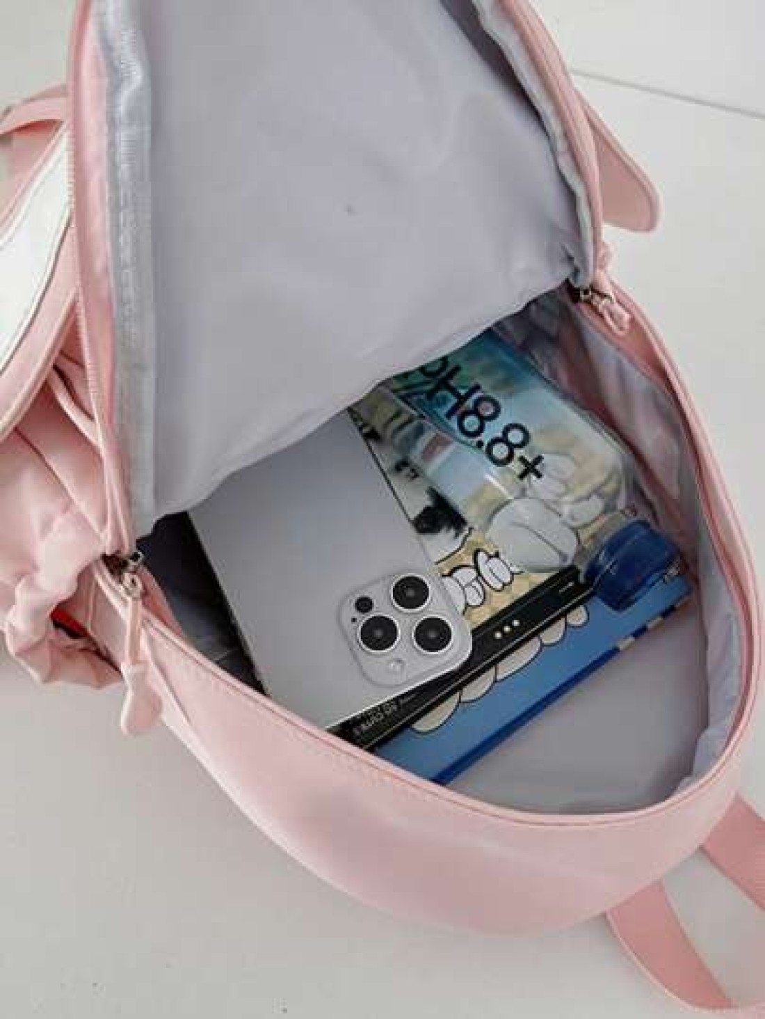 1pc New Fashion Student Backpack Versatile Cute Rabbit Ear Design Nylon Waterproof Large Capacity Rucksack No Pendant