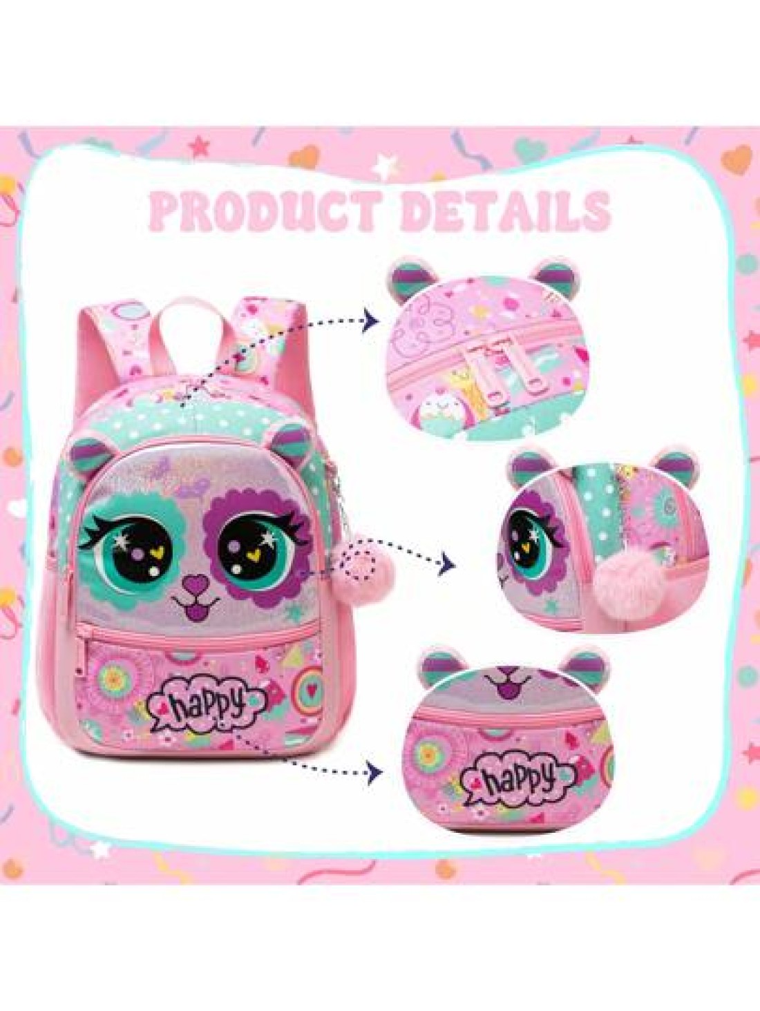 1pc Cute 13 Inch Animal Backpack Kindergarten Outdoor Sports Little Girl With Small Pendant