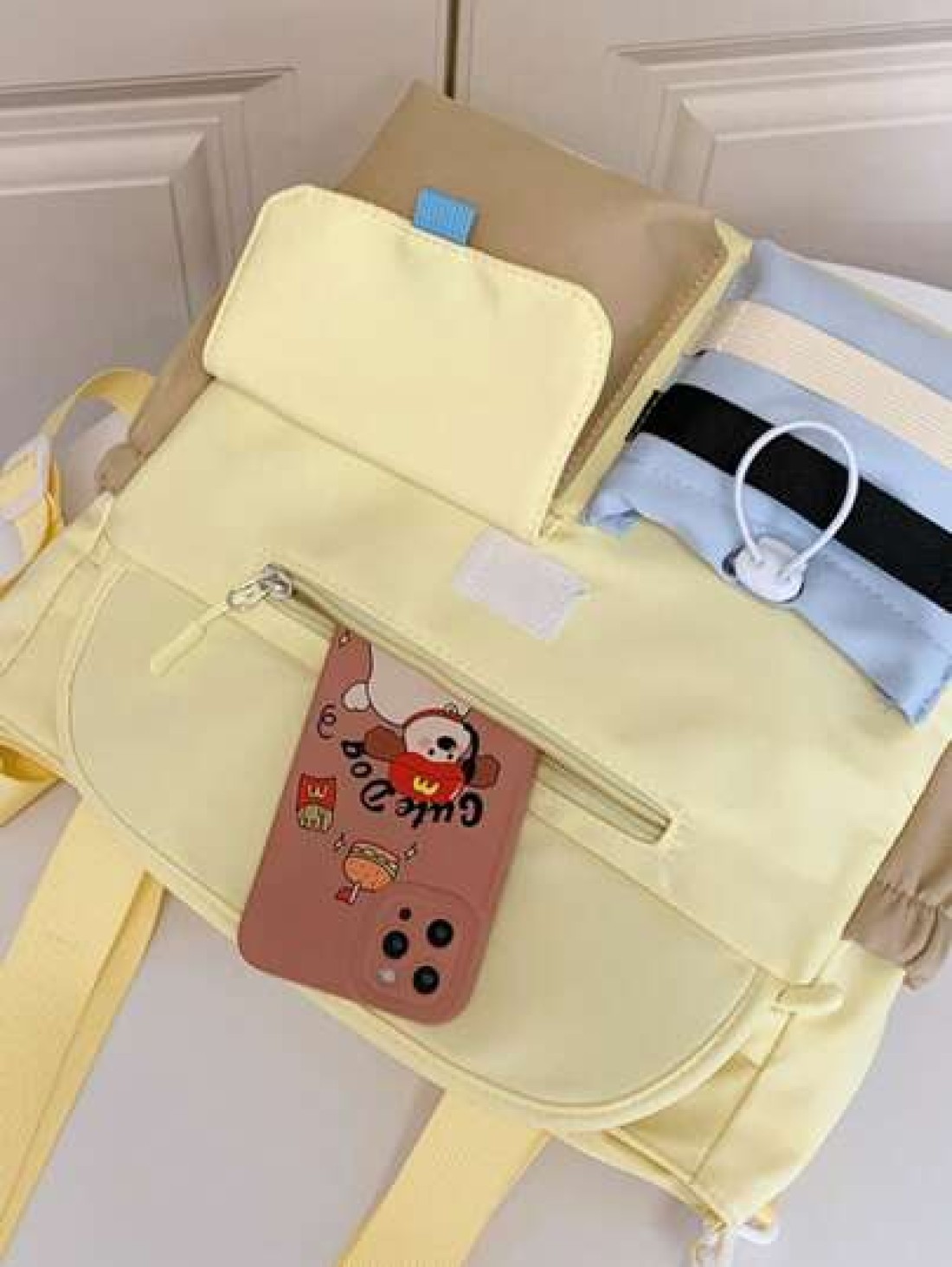 1pc New Student Tutoring Bag Casual Contrast Color Nylon Waterproof Large Capacity Shoulder Bag