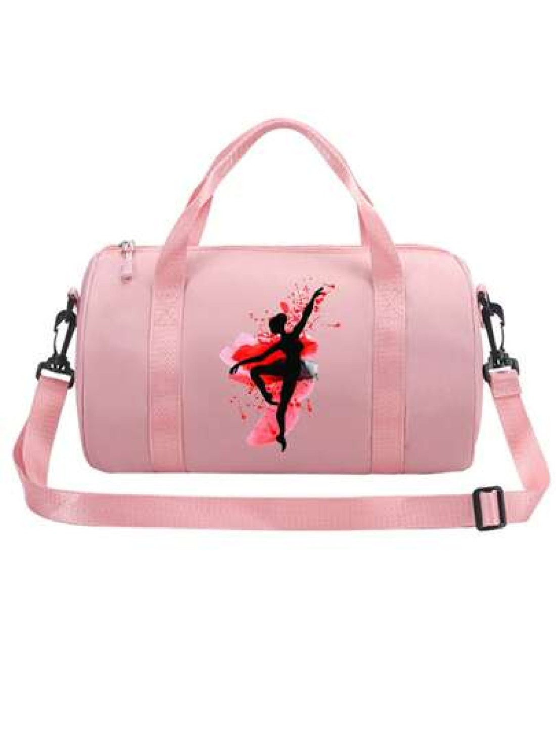 Pink Lightweight Nylon Dance Bag Avant Garde Style Handbag Adjustable Shoulder Strap Foldable With Zipper And Polyester Lining Suitable For Ballet Dancers And Daily Use Casual Fashion Tote