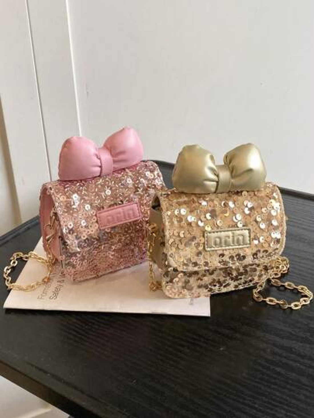 Cute Bowknot Glittering Chain Crossbody Bag Mini Shoulder Bag Casual Outing New Summer