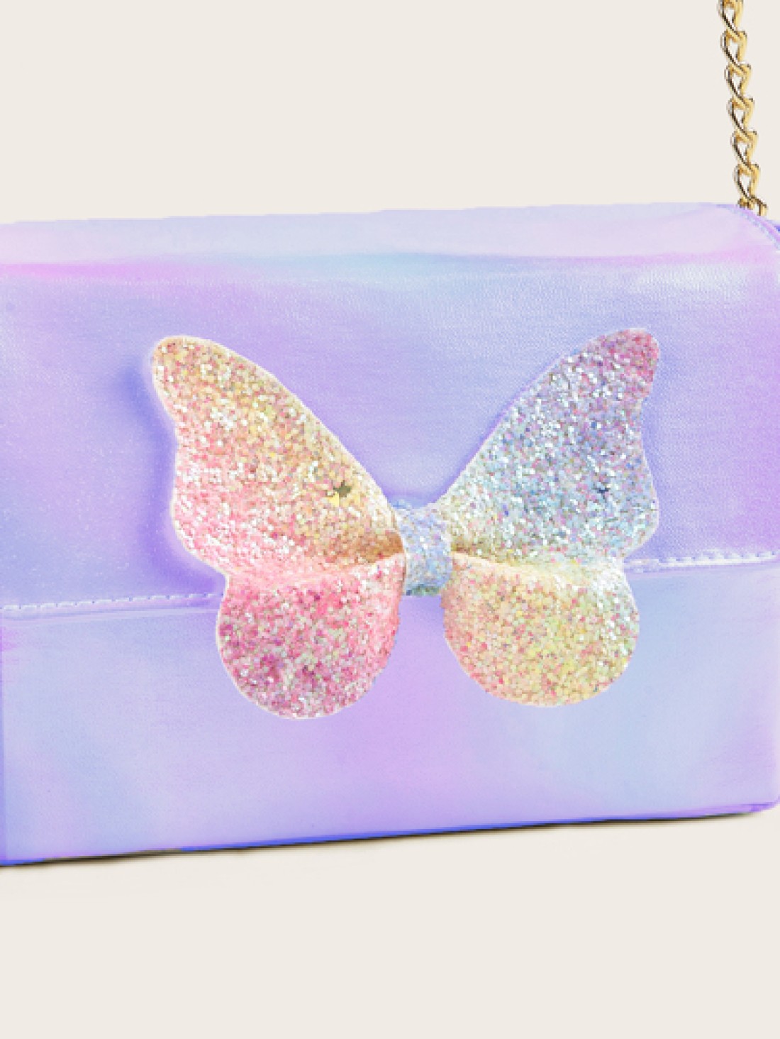 Metallic Glossy Funky Style Shoulder Bag With Butterfly Detailing
