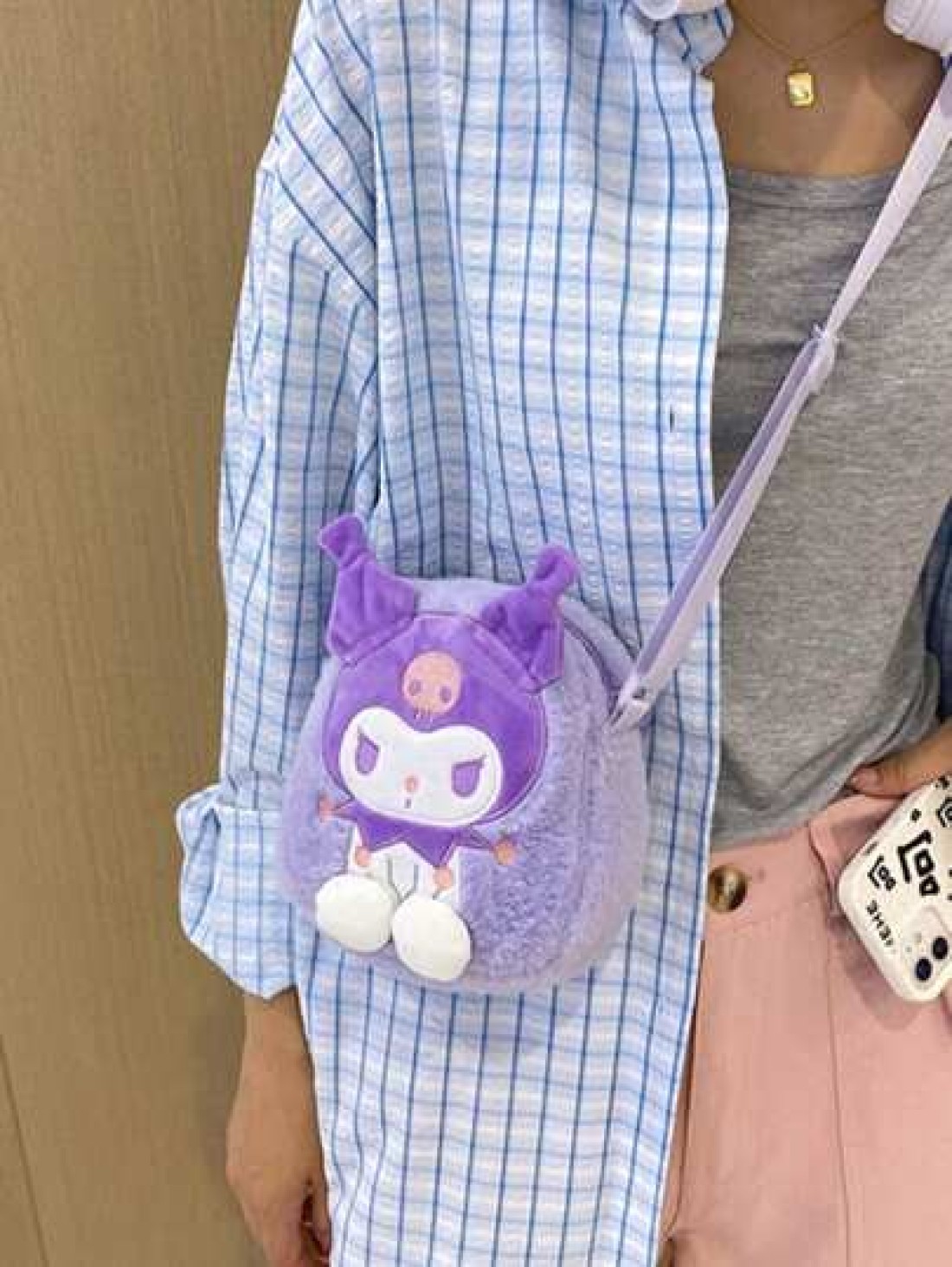 Sanrio 1pc Sanrio Character 1pc Casual Snack Cartoon Print Plush Single Shoulder Bag KT Cat Versatile Crossbody Bag For Women