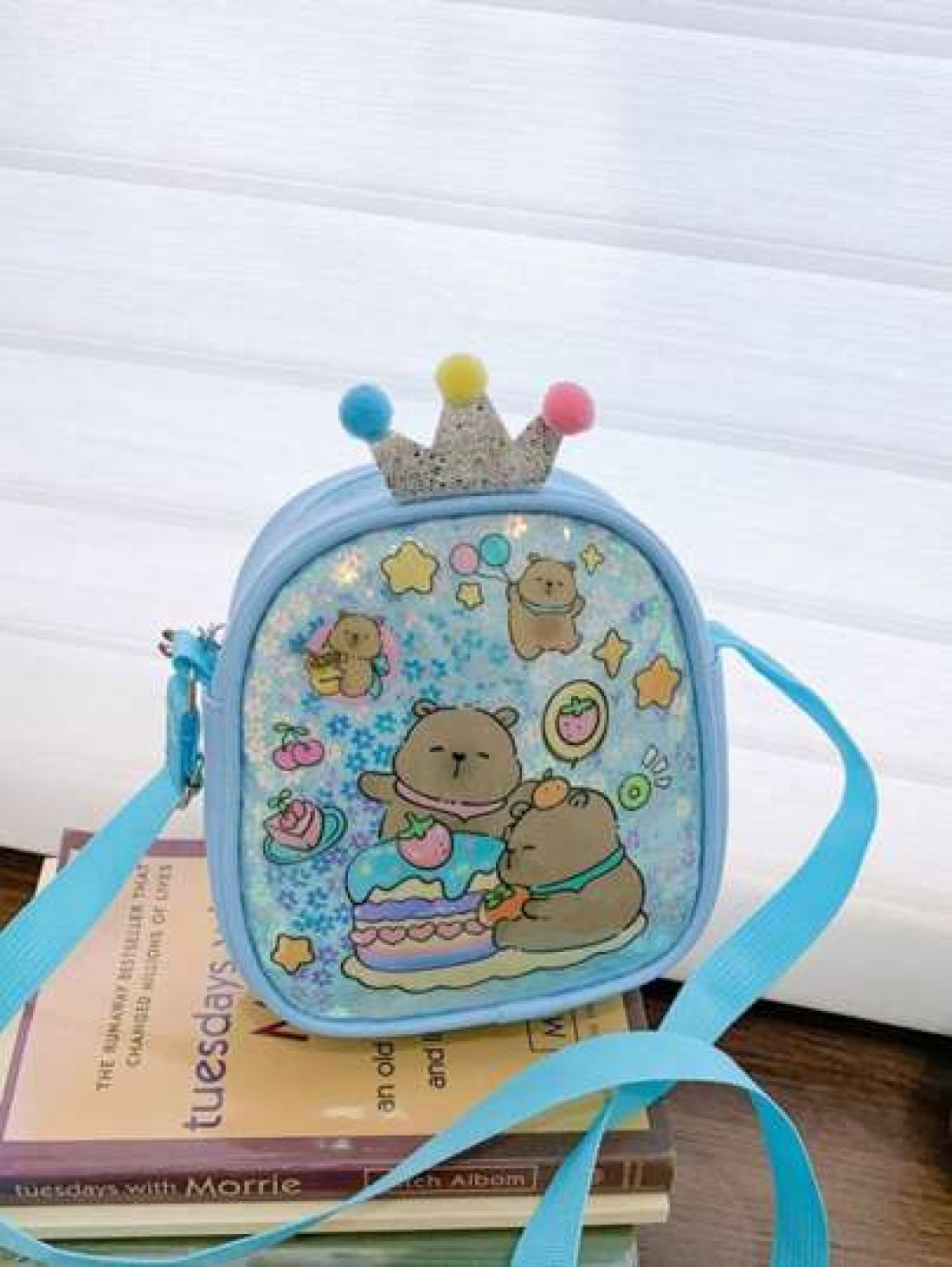 1pc Pu Zipper Closure Fashion Sweet Cute Princess Style Cartoon Capybara Shiny Square Bag Versatile Casual Highly Attractive Bag Multiple Colors To Choose From Suitable For Going Out Outdoor Daily Use