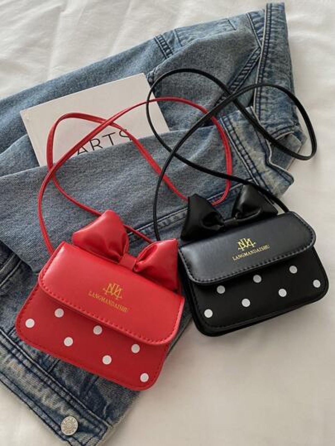 1PC Printed Polka Dot Three Dimensional Bow Underarm Bag Messenger Shoulder Girl s New Fashion Simple Small Square Summer Versatile Commuter Bag Magnetic Design Meet Basic Storage Needs Strong Practic