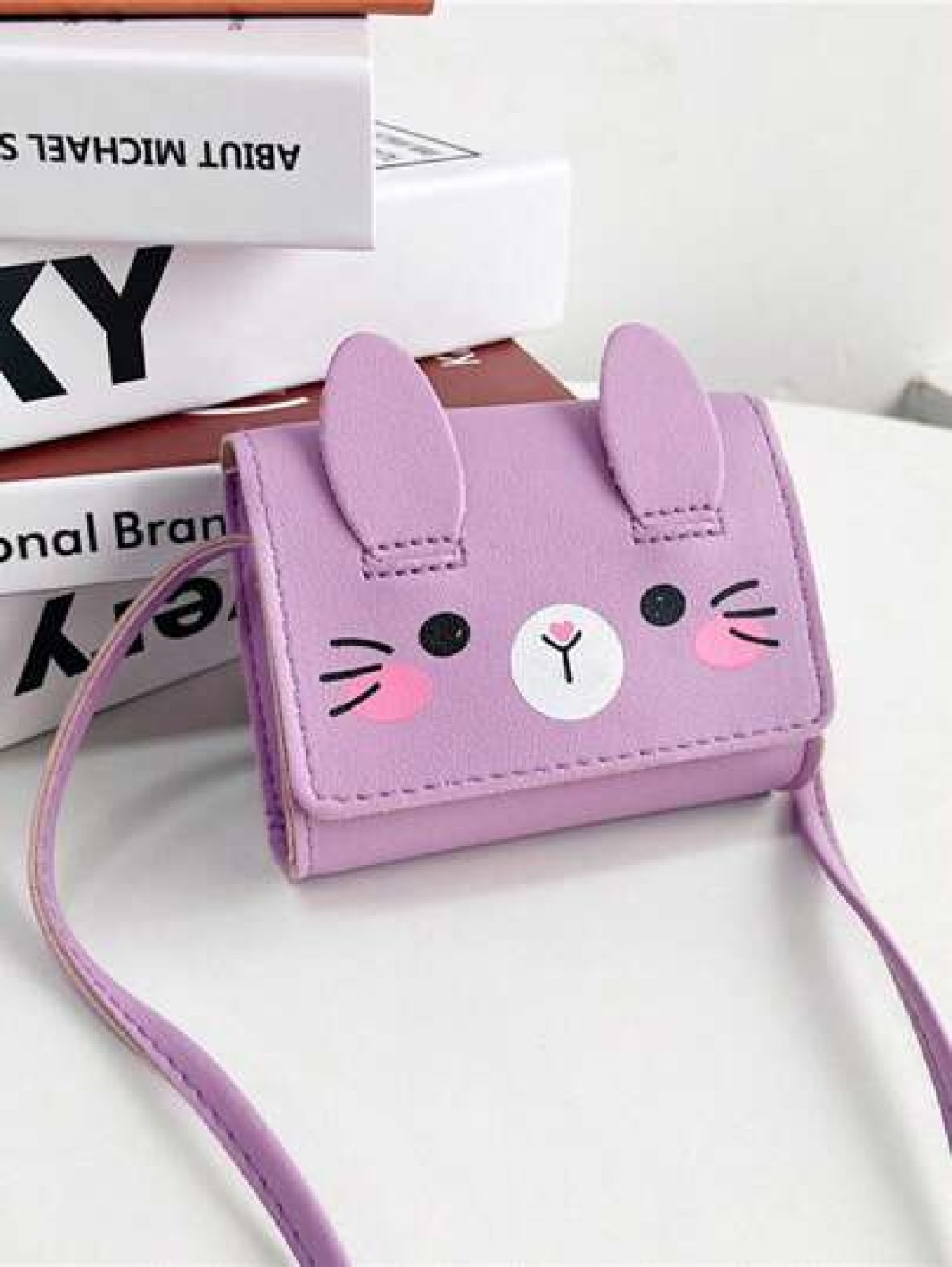 1pc Pu Magnet Closure Fashion Cartoon Bunny Three Dimensional Ears Shoulder Messenger Bag Cute Mini Coin Purse For Girls Suitable For A Variety Of Occasions Comfortable Shoulder Straps Versatile And N