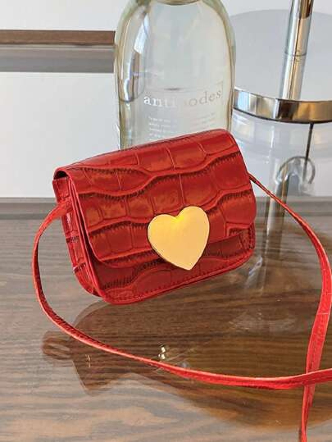 Heart Shaped Fashionable Girl s Shoulder Bag PU Leather Crossbody Mini Square Bag With Coin Purse
