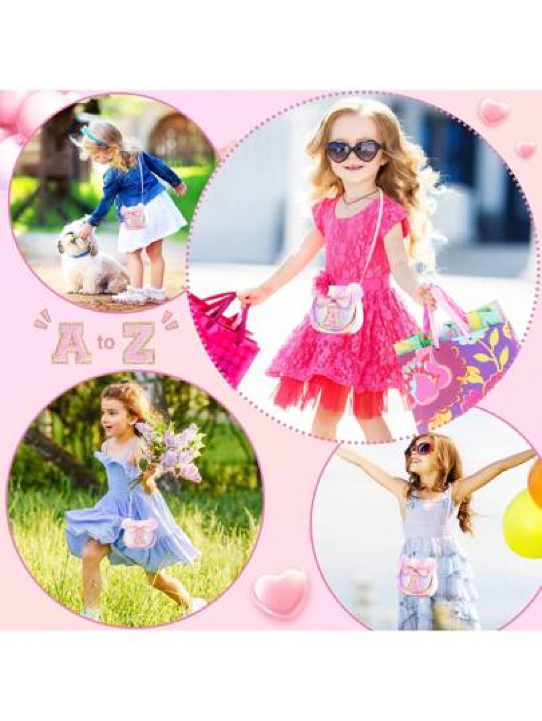 Toddler Purse Little Girl Purses For S 1 2 3 4 5 6 7 8 Year Old Birthday Gifts Cute Bow Purses Crossbody Shoulder Bag Personalized Initial Glitter Letter Coin Purse Christmas Gifts