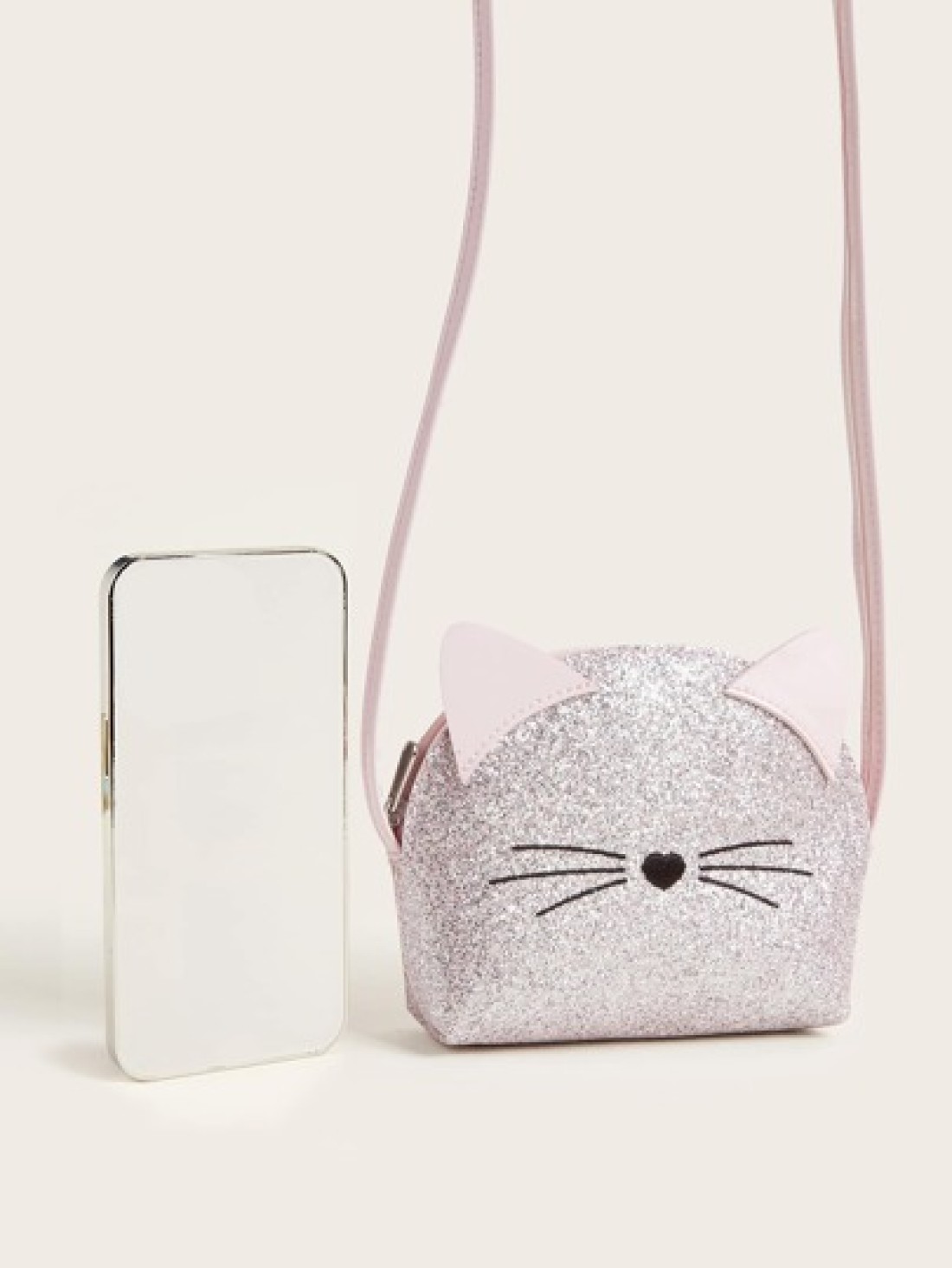 One Piece Girls Kitten Light Pink Gretel Half Circle Cute Mini Crossbody Bag Gift For Daily Use
