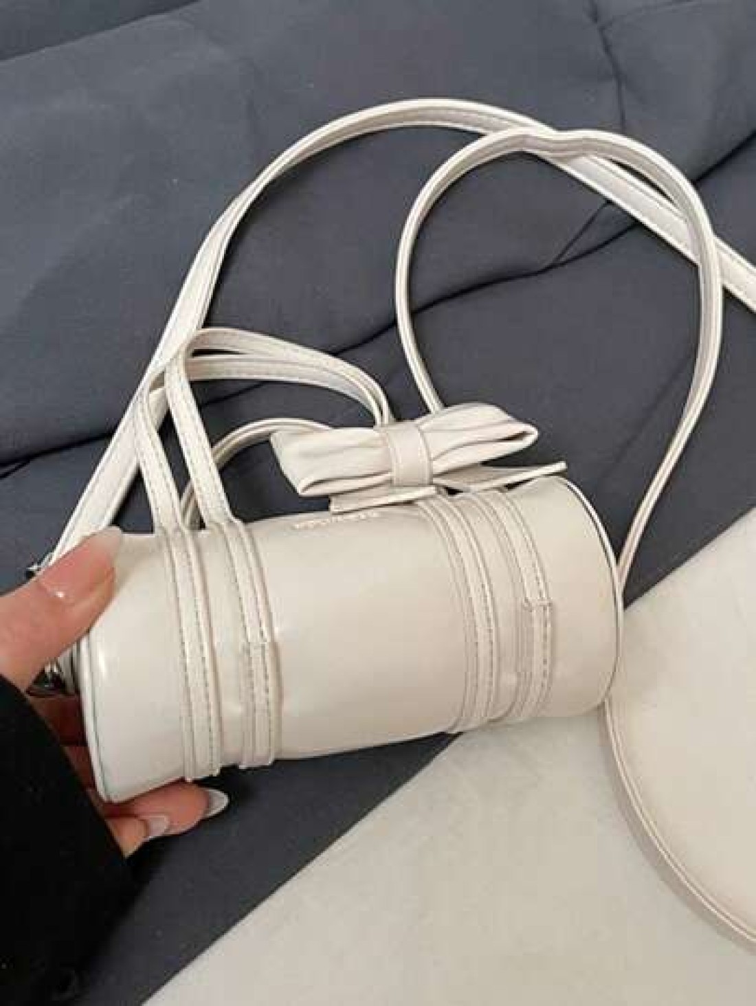 Fashion Bow Mini Handbag Solid Color Cute Small Crossbody Bag Lipstick Pouch