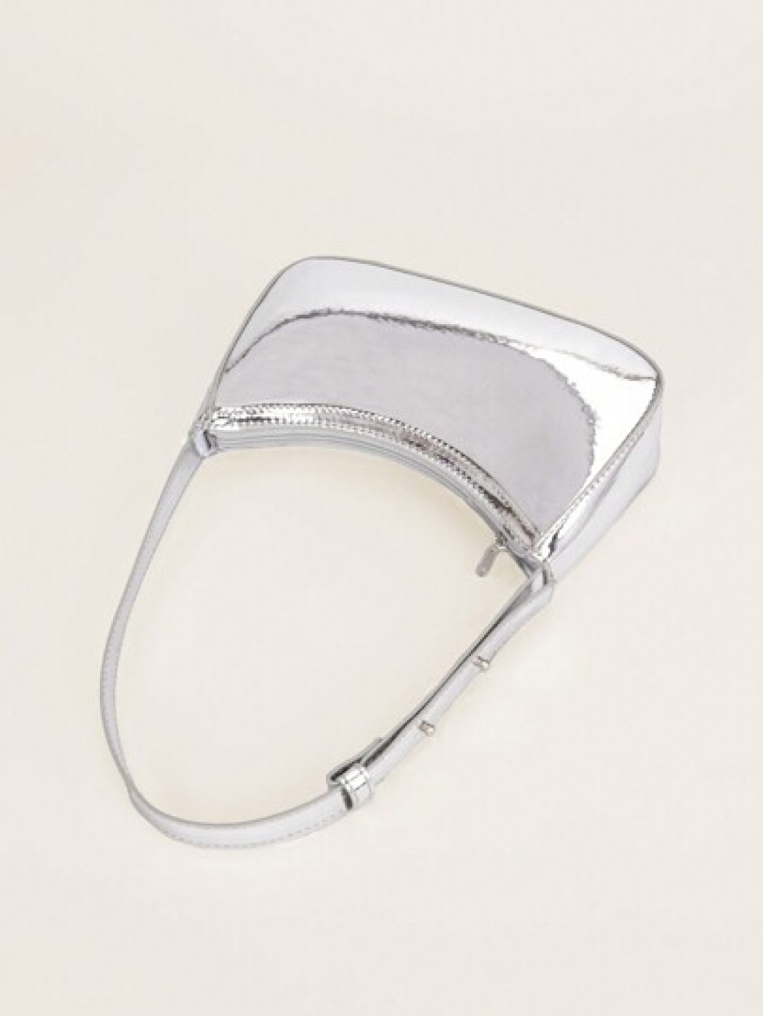 1pc Mirror Silver Handbag Patent Leather Reflective Clutch Shoulder Bag