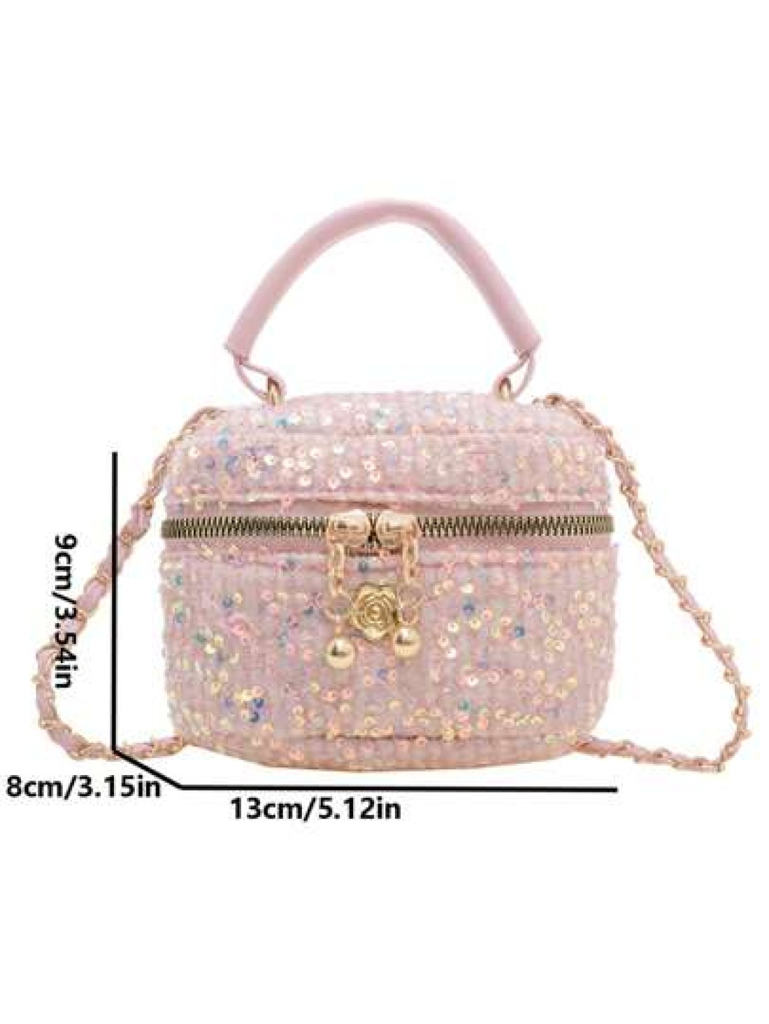 1pc Bucket Bag Diamond Bag High End Parent Child Handbag Fashionable Personalized Multifunctional Bag Cartoon Cute Flower Sequin Chain Handbag Niche Design Shoulder Crossbody Suitable For Shopping Tra