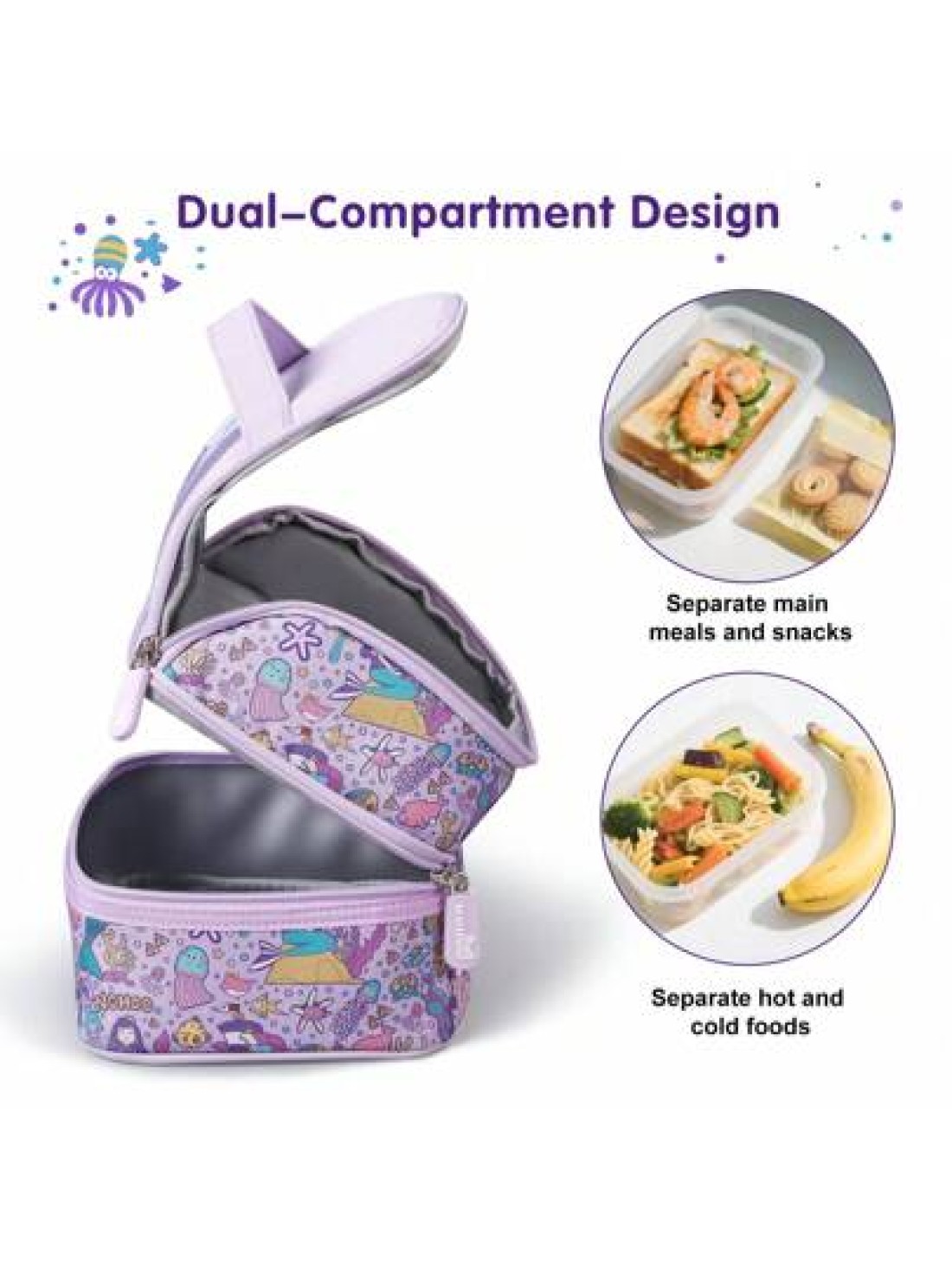 Super Powerful Girls Essentials 1pc Cartoon Animal Design Lunch Bag Girl Insulated Bento Box Double Layer Compartment Handbag Can Hold Hot Cold Food Inner Layer Keeps Warm Fresh Cool Large Capacity Od