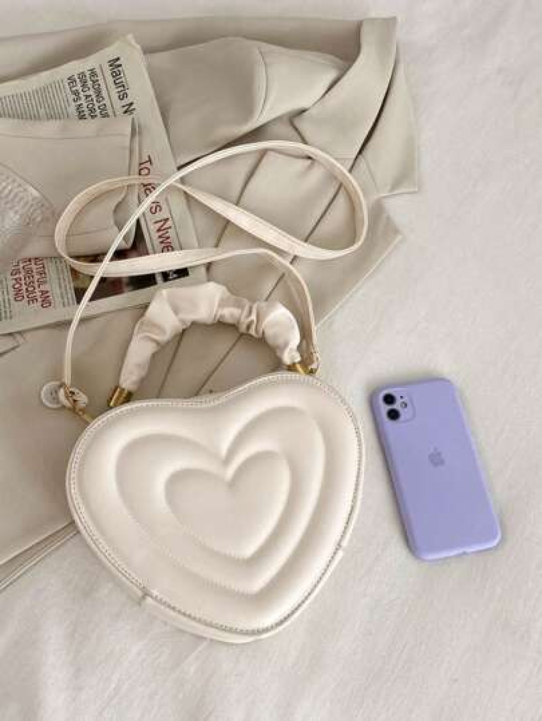 1pc High Grade Heart Shaped Small Bag For Girls Fashionable And Sweet Style Love Hand Held Shoulder Messenger Bag College Style Heart Girl Bag Pu Material Fashionable Girl Bag Girl Love Plaid Elegant