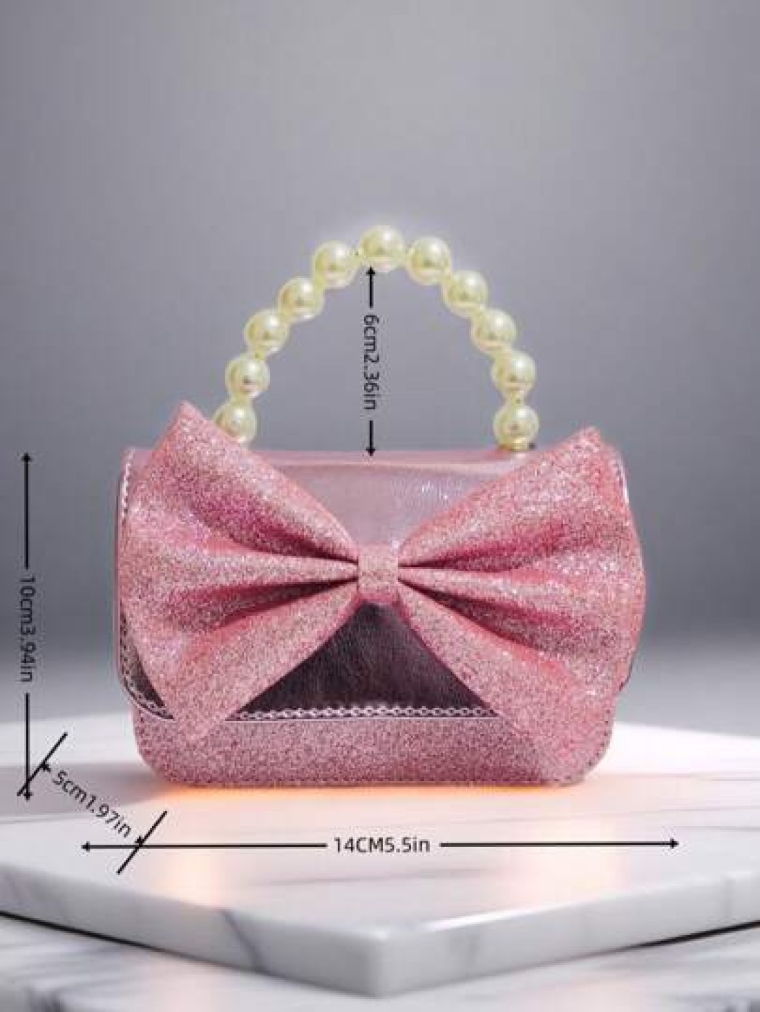 Kids Pearl Handbag Holiday Gift PU Leather Butterfly Decor Fashion Princess Coin Purse Mini Bag For Little Girls
