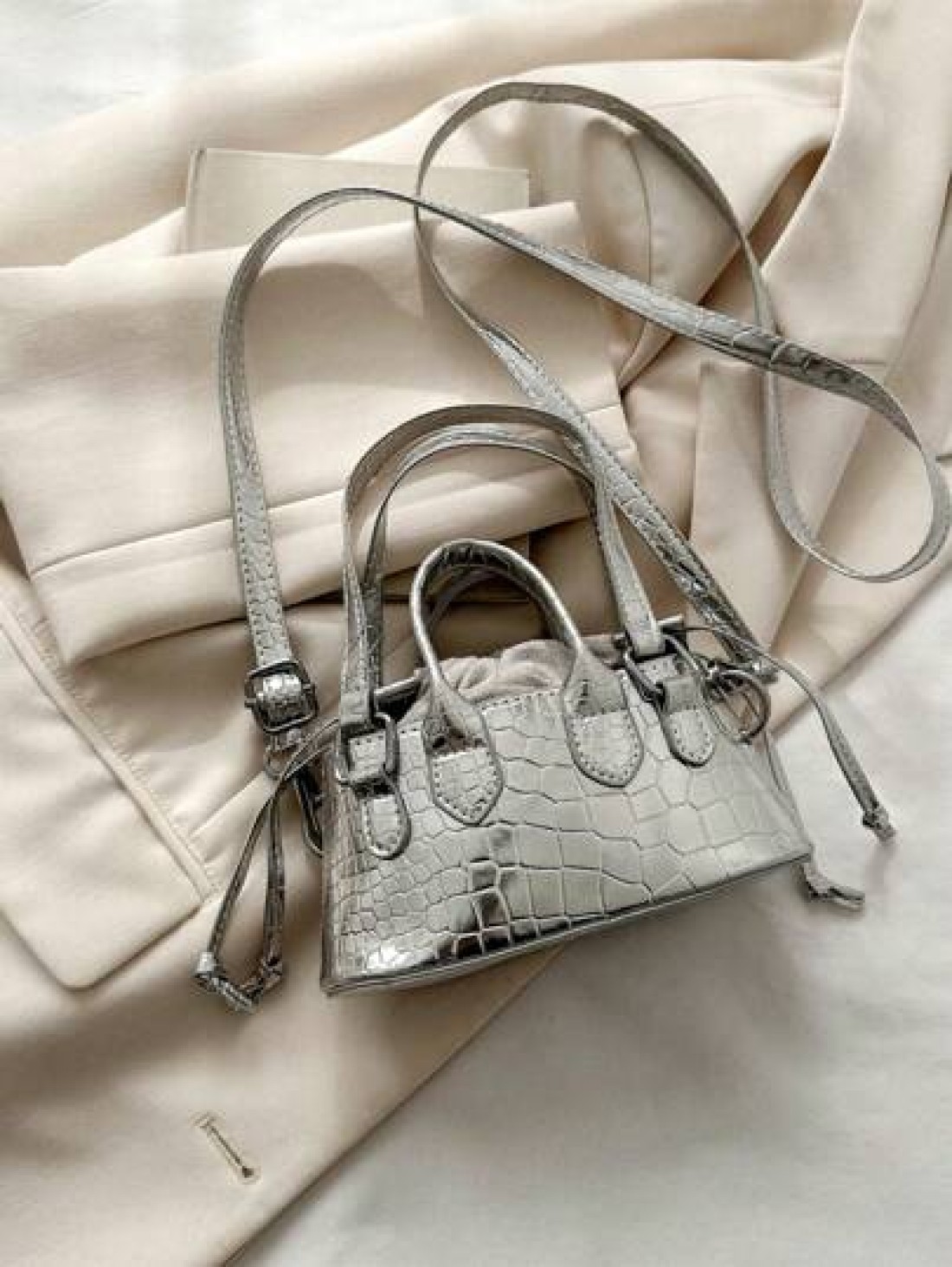 1pc Plain PU Leather Stone Texture Handbag Fashion Versatile Shoulder Crossbody Bag Suitable For Everyday Use