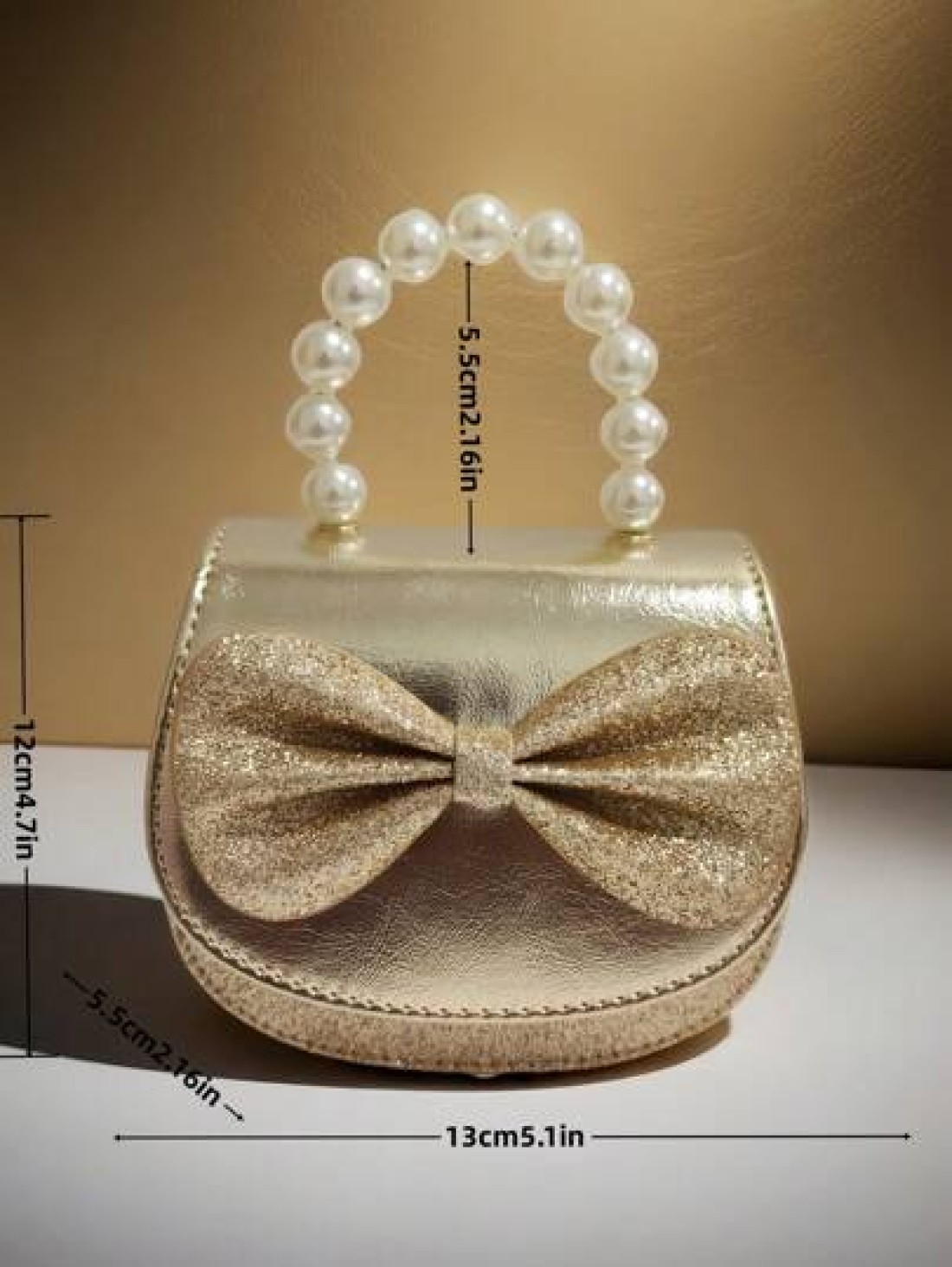 Children s Fashionable Pearl Handbag Holiday Gift PU Leather Butterfly Decor Round Pouch Stylish Princess Mini Purse For Girls