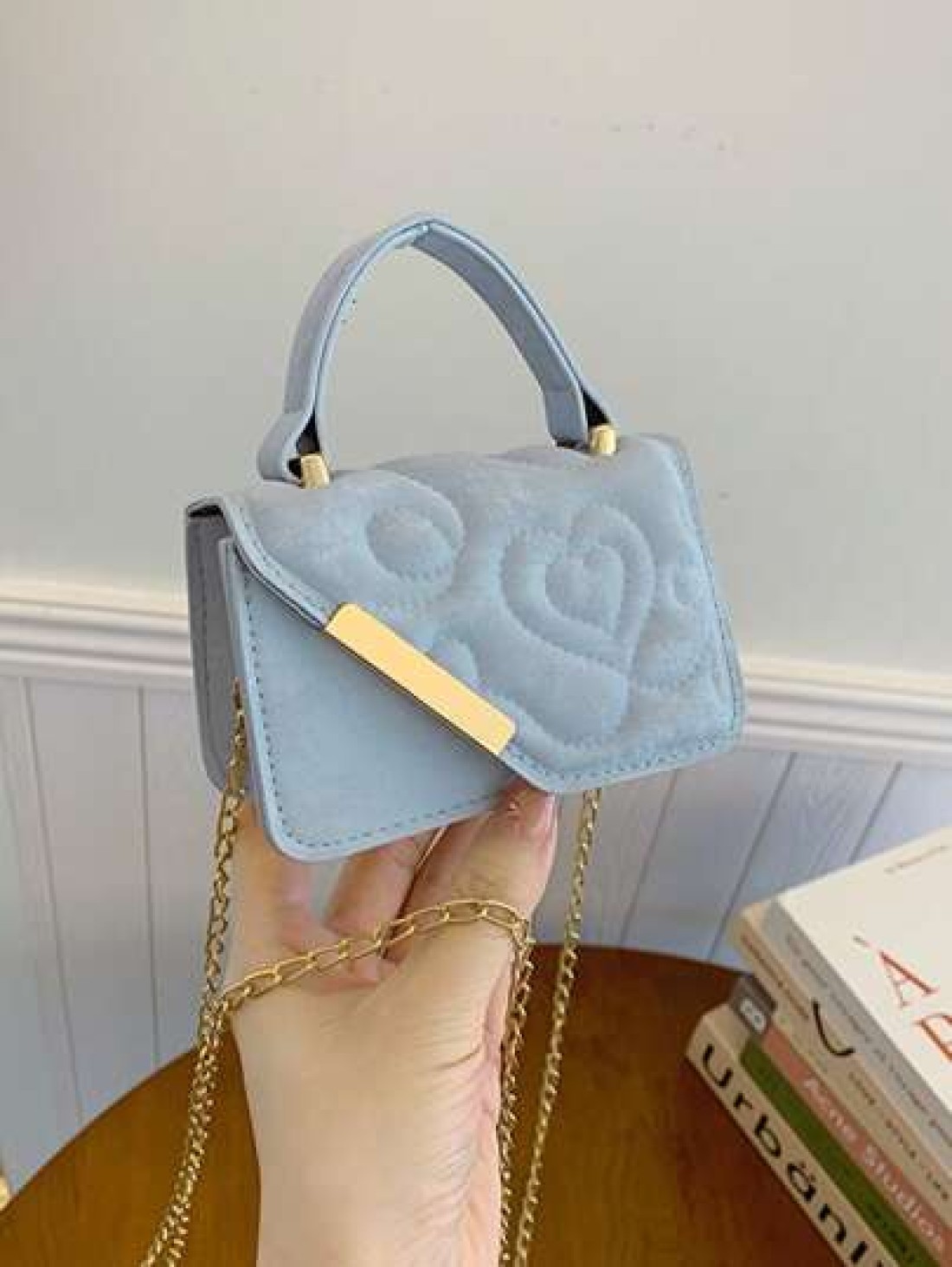 1pc Niche Bag Mini Leather Bag Small Square Bag Love Flower Print Multifunctional Metal Chain Casual Fashion Handbag Suitable For Teenagers To Travel Daily Matching Suitable For Shopping And Daily Use