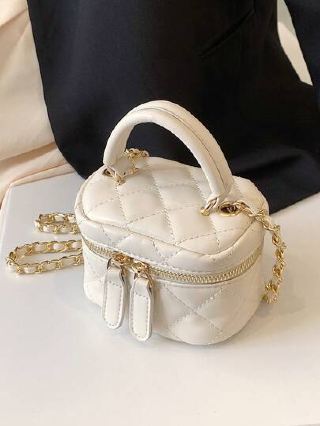 1pc Rhinestone Embroidery Mini Handbag Personalized Creative Chain Bag Lipstick Bag Crossbody Small Square Bag Comfortable Fabric Light And Large Capacity Adjustable Shoulder Strap The Internal Space