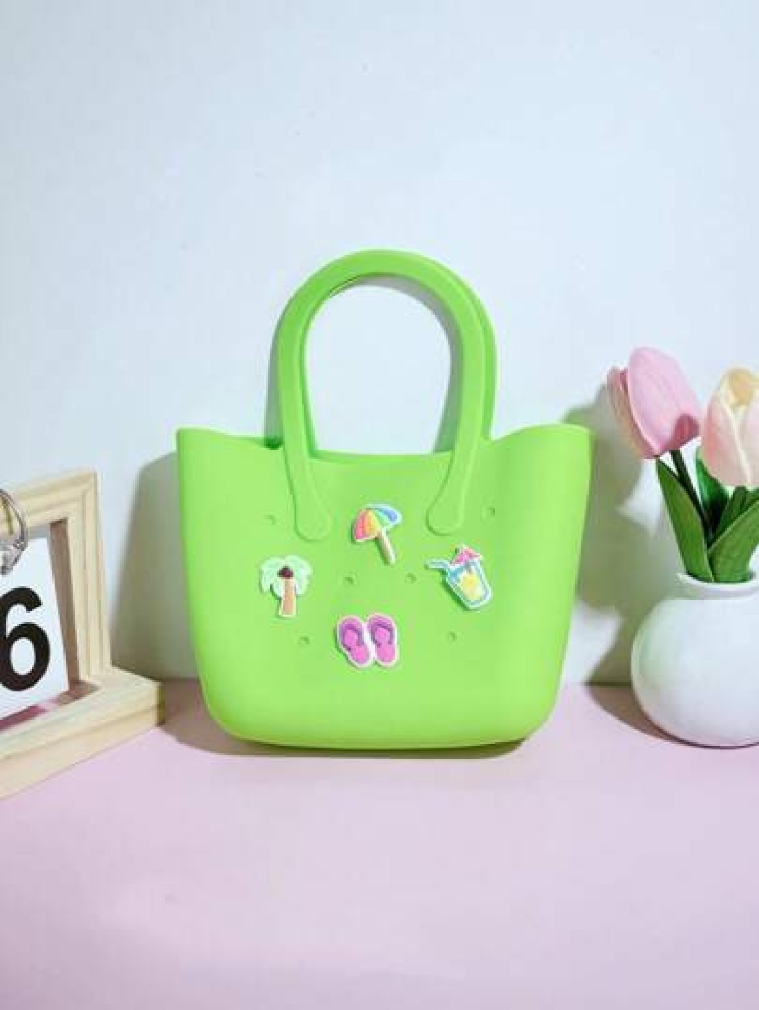 1pc Silicone Hollow Tote Bag For DIY Parent Child Storage Beach Use Suitable For Carrying Phone Messenger Bag Maternity Bag