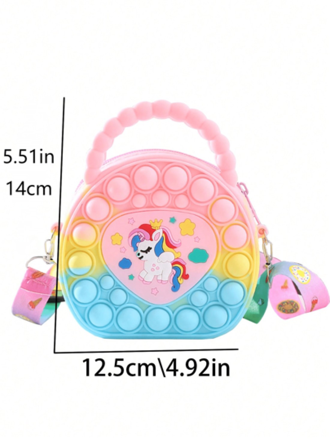 Heart Shaped Handbag Silicone Crossbody Bag Unicorn Wallet Stress Relief Waterproof Durable Storage Pouch Glossy Chain Link Stylish Eye Catching Crossbody Bag Suitable For All Daily Use